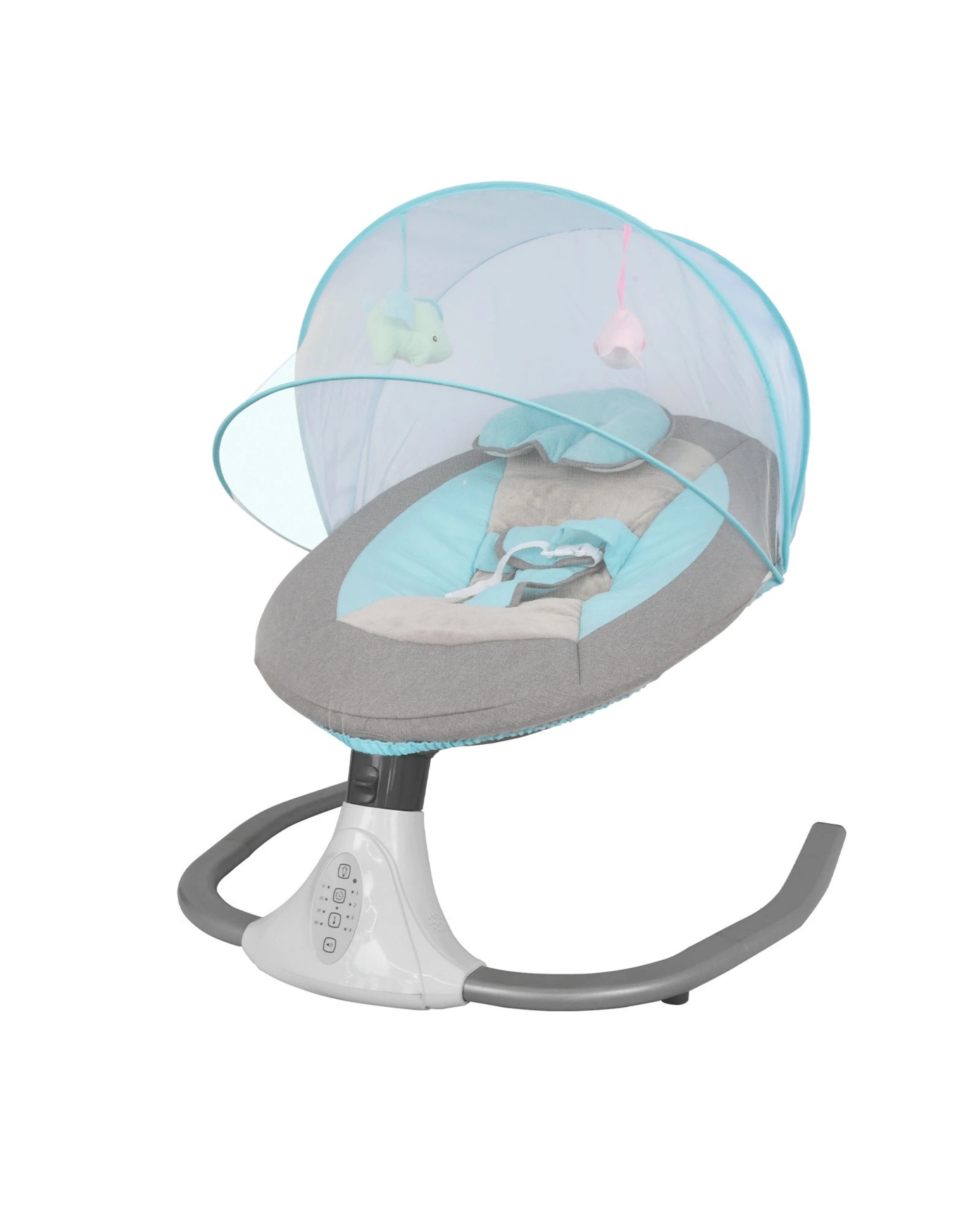 1 Advwin Electric Baby Swing Baby Bouncer Rocker with Mosquito Net Toddler Seat Soft Peachskin Blue, 1 of 9