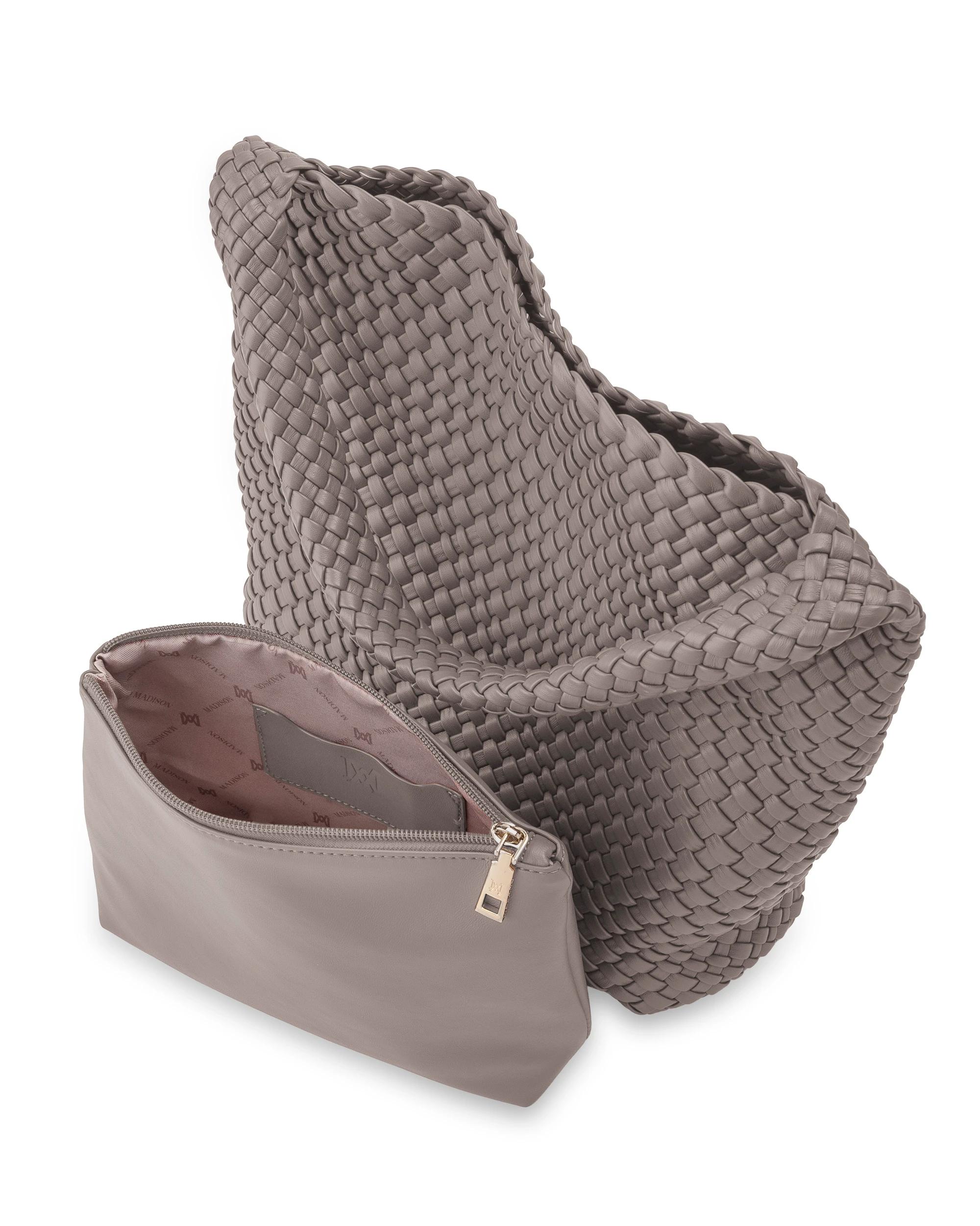4 Madison Accessories Lydia Weave Large Hobo TAUPE, 4 of 6