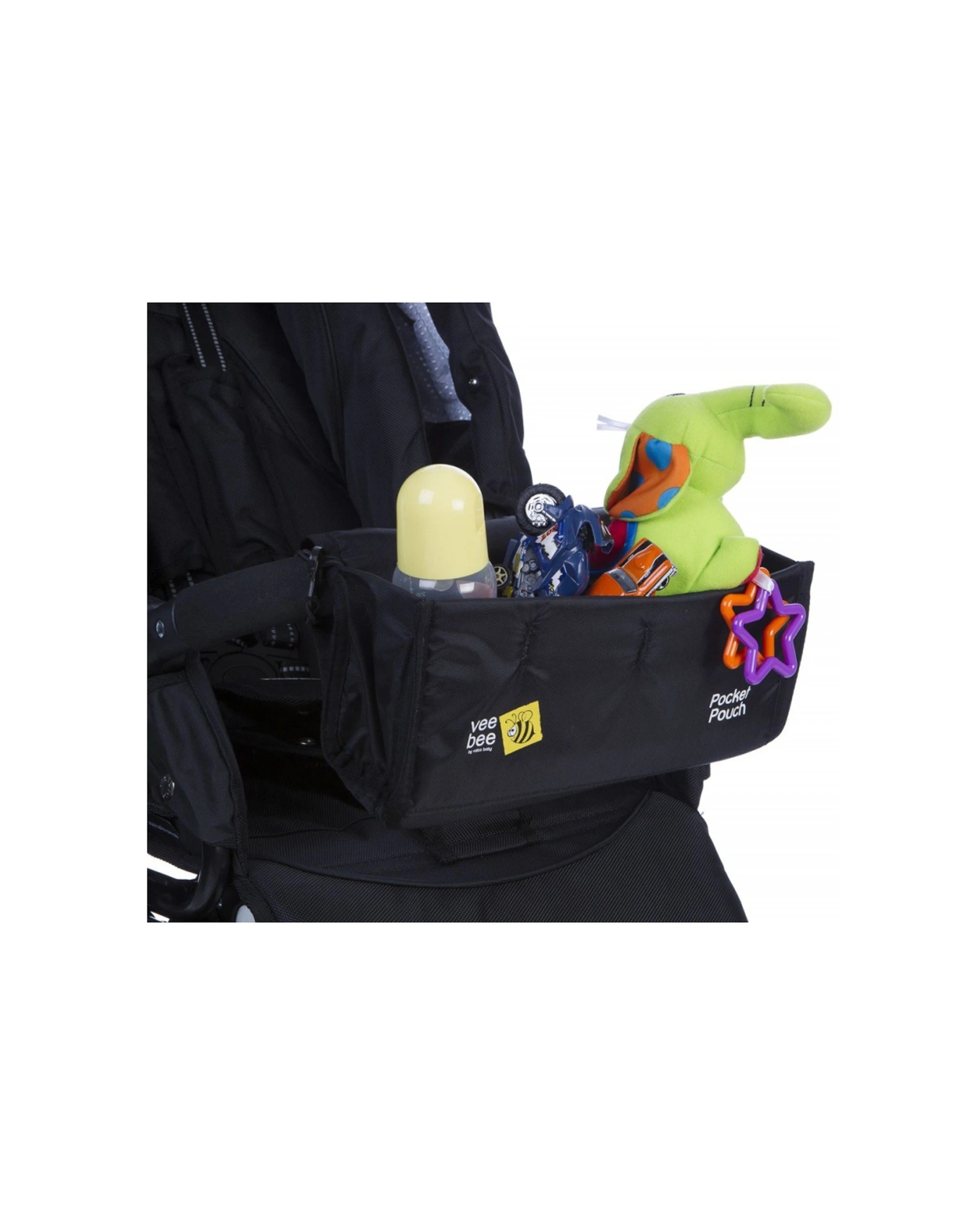 4 VeeBee Universal Stroller Pram Pocket Pouch With 3 Mesh Compartments - Black, 4 of 5