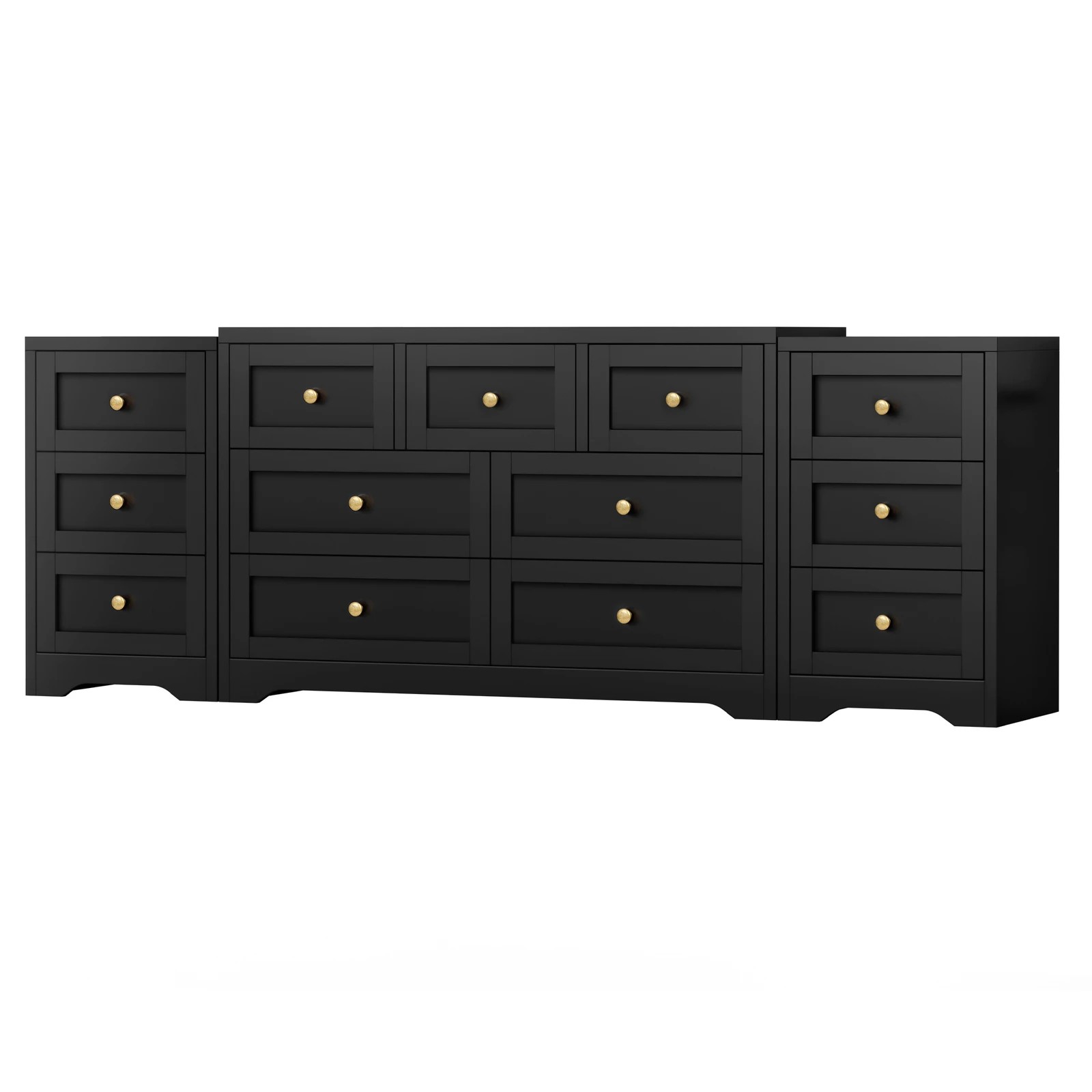 1 Alfordson 7 Chest of Drawers 2x Bedside Table Bedroom Storage Hamptons - Black, 1 of 10