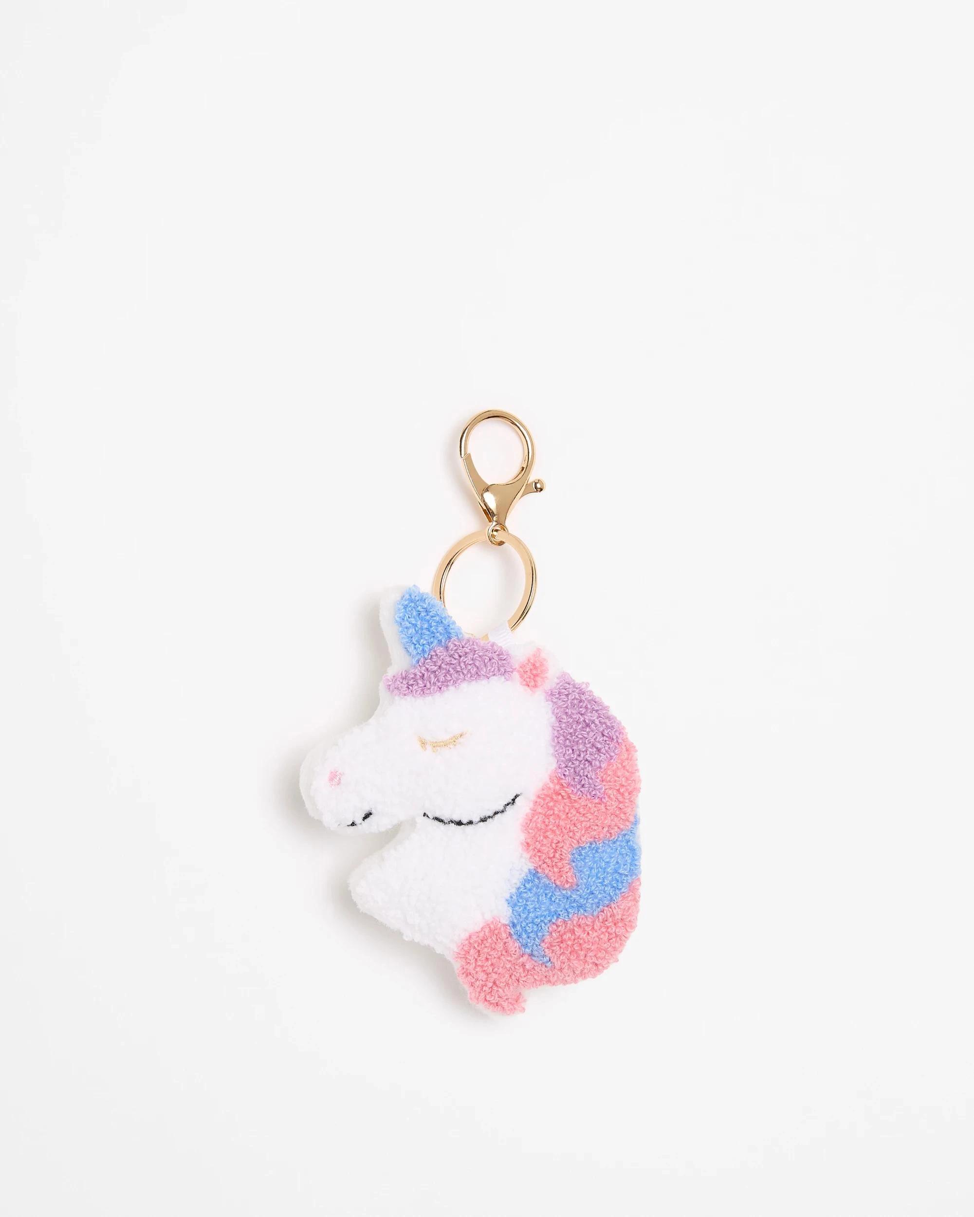1 Target Kids Fluffy Unicorn Bag Charm WHITE, 1 of 2