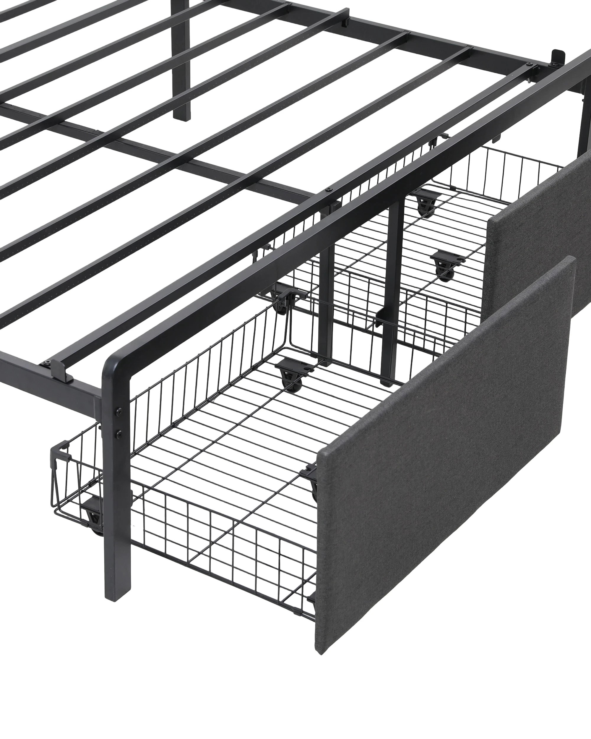 7 Artiss Metal Bed Frame Queen Size with 2-Tier Hidden Storage with Charging Station - Grey, 7 of 7