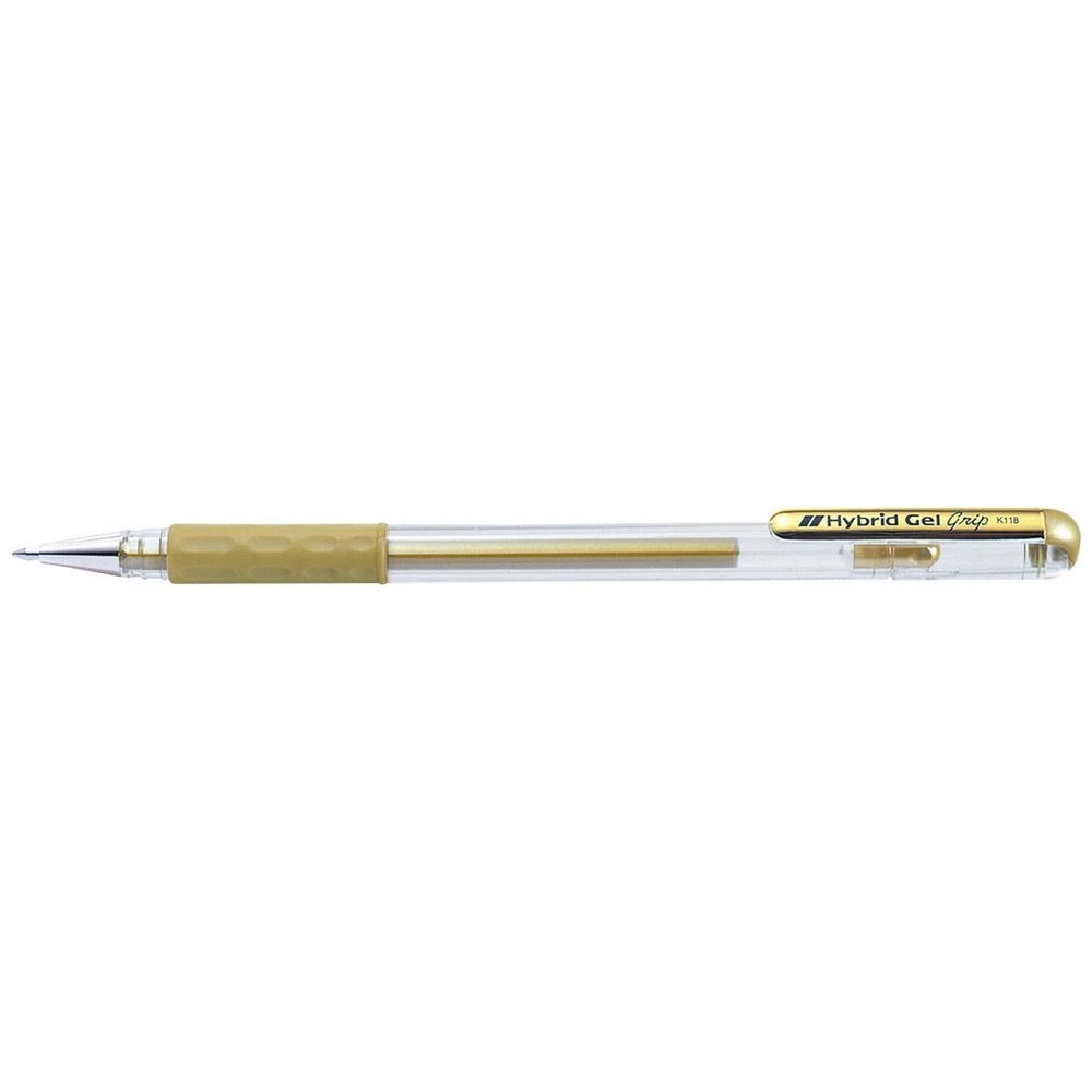 1 Pentel Hybrid Gel Grip Metallic Pen Gold, 1 of 1
