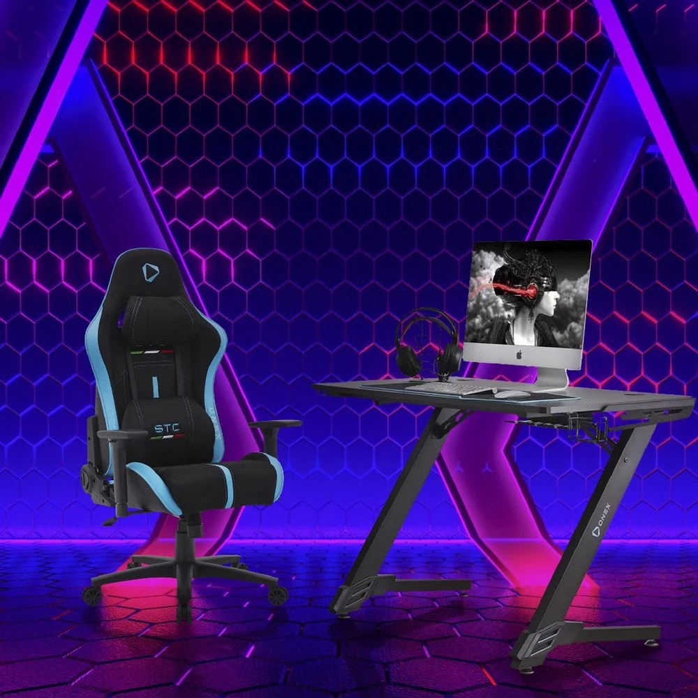 10 ONEX STC Alcantara Gaming Chair Black and Blue Ergonomic Chairs and Desk Chairs, 10 of 10