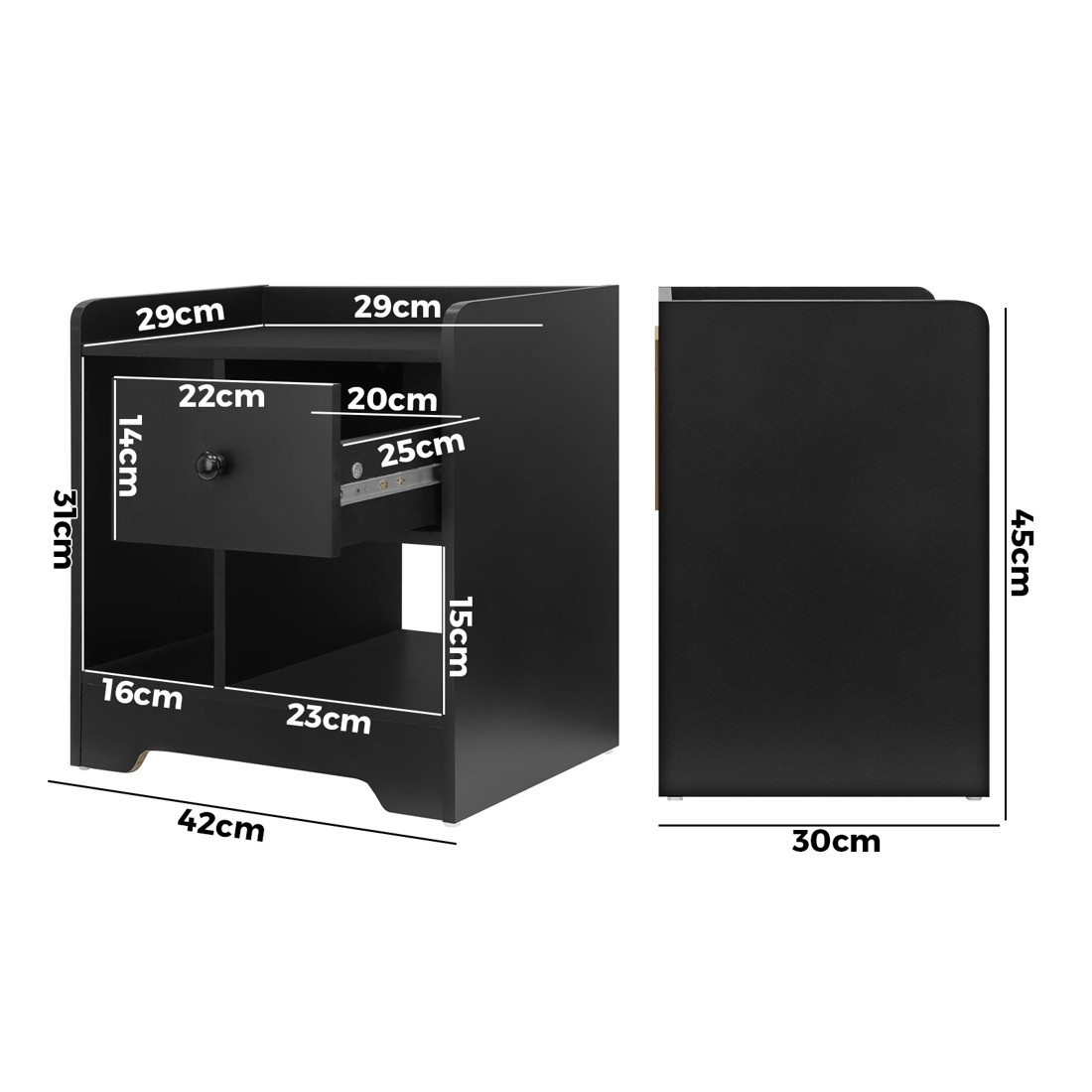 2 Oikiture Bedside Tables Set of 2 Side Table Nightstand Storage Shelf - Black, 2 of 10