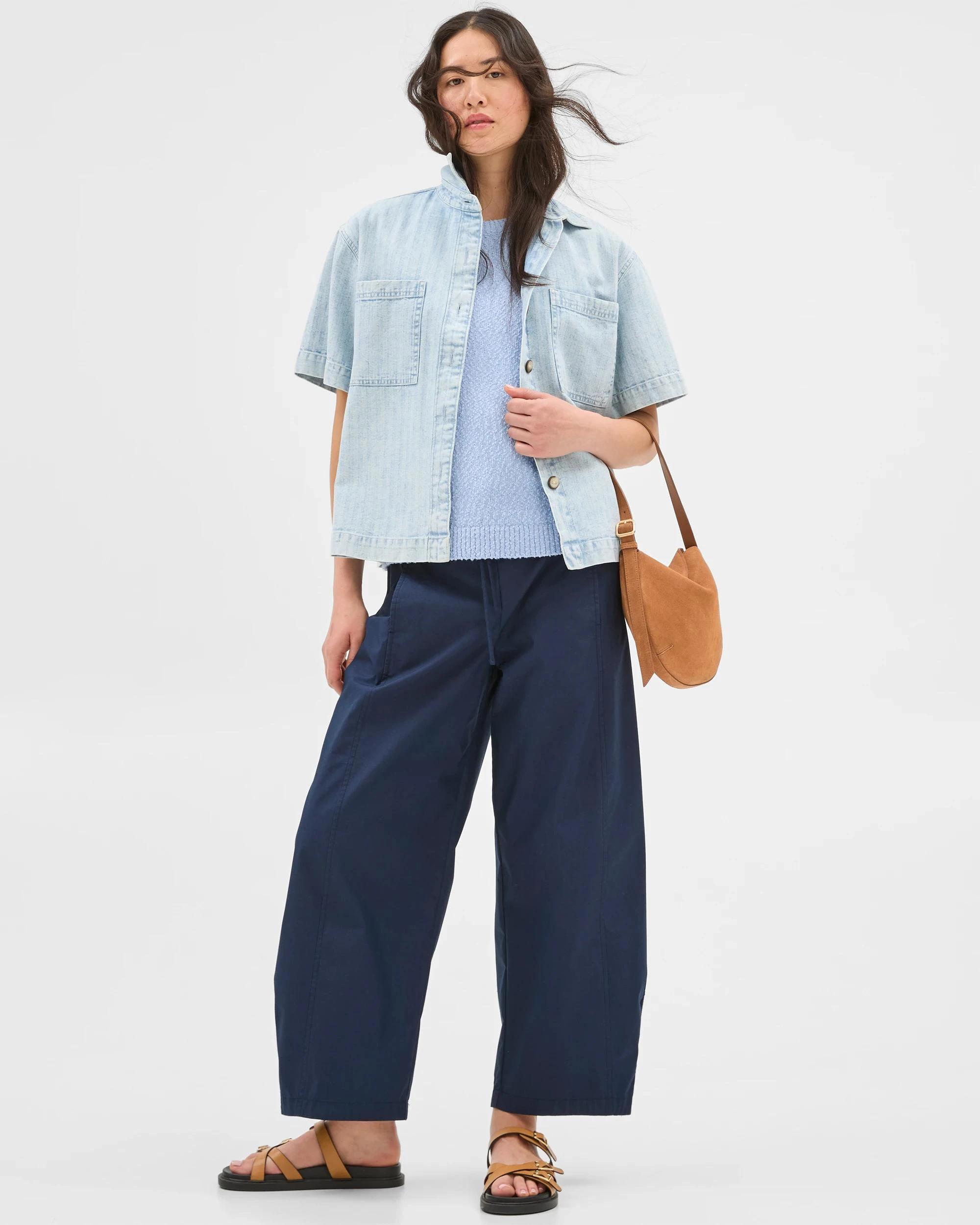 8 Target Australian Cotton Tie Waist Barrel Pants NAVY BLUE, 8 of 8