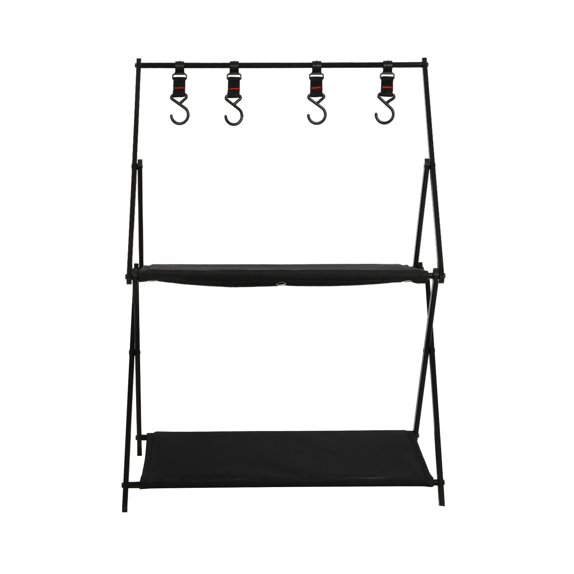 2 Levede Camping Shelves Portable Organiser Rack Holder Foldable BBQ Picnic Table - Black, 2 of 7