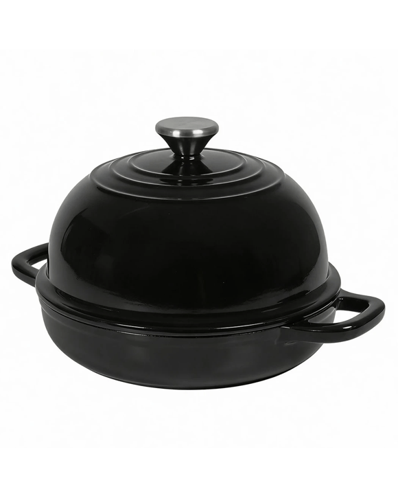 TOQUE Cast Iron Bread Pot,Black,Diameter 24