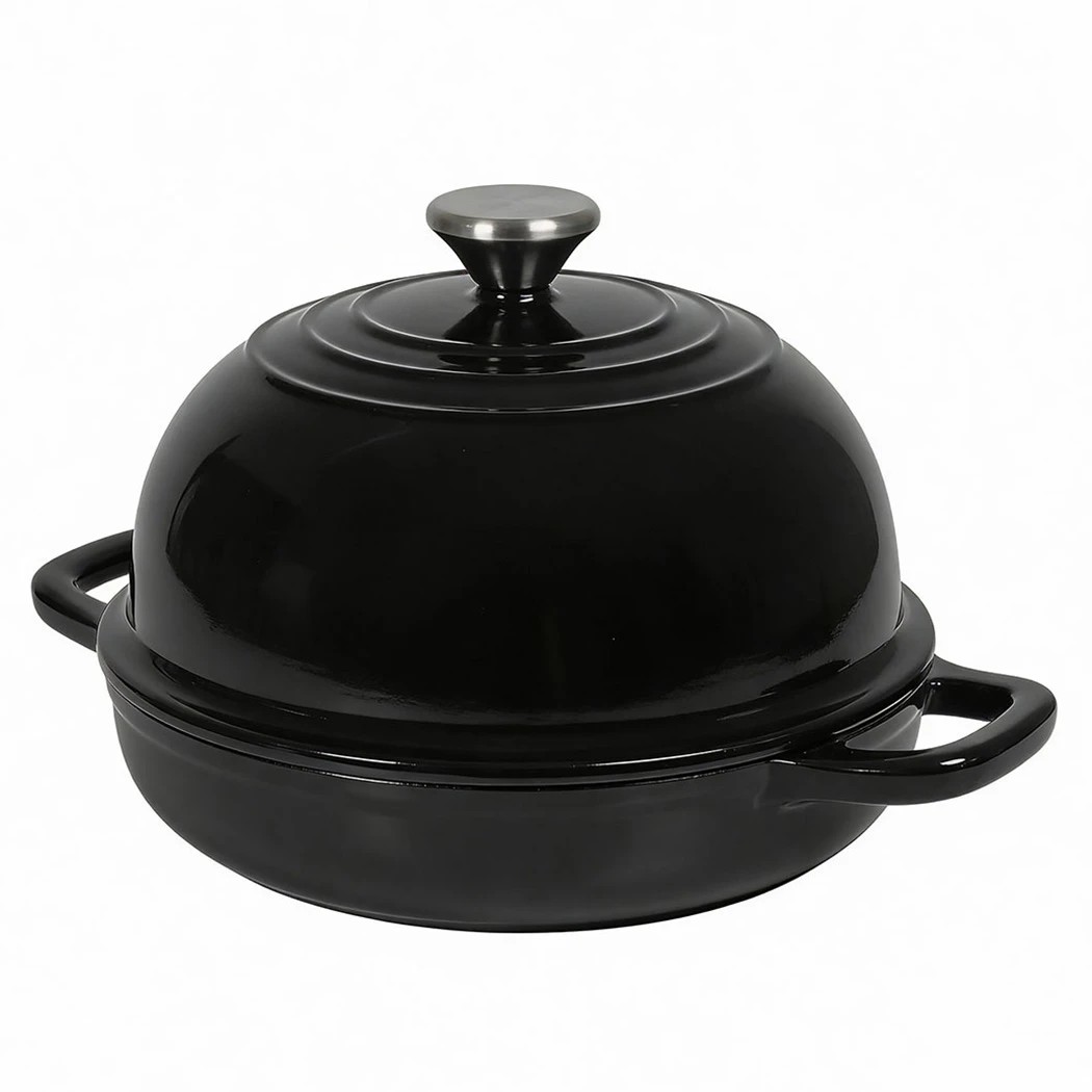 1 TOQUE Cast Iron Bread Pot,Black,Diameter 24, 1 of 8