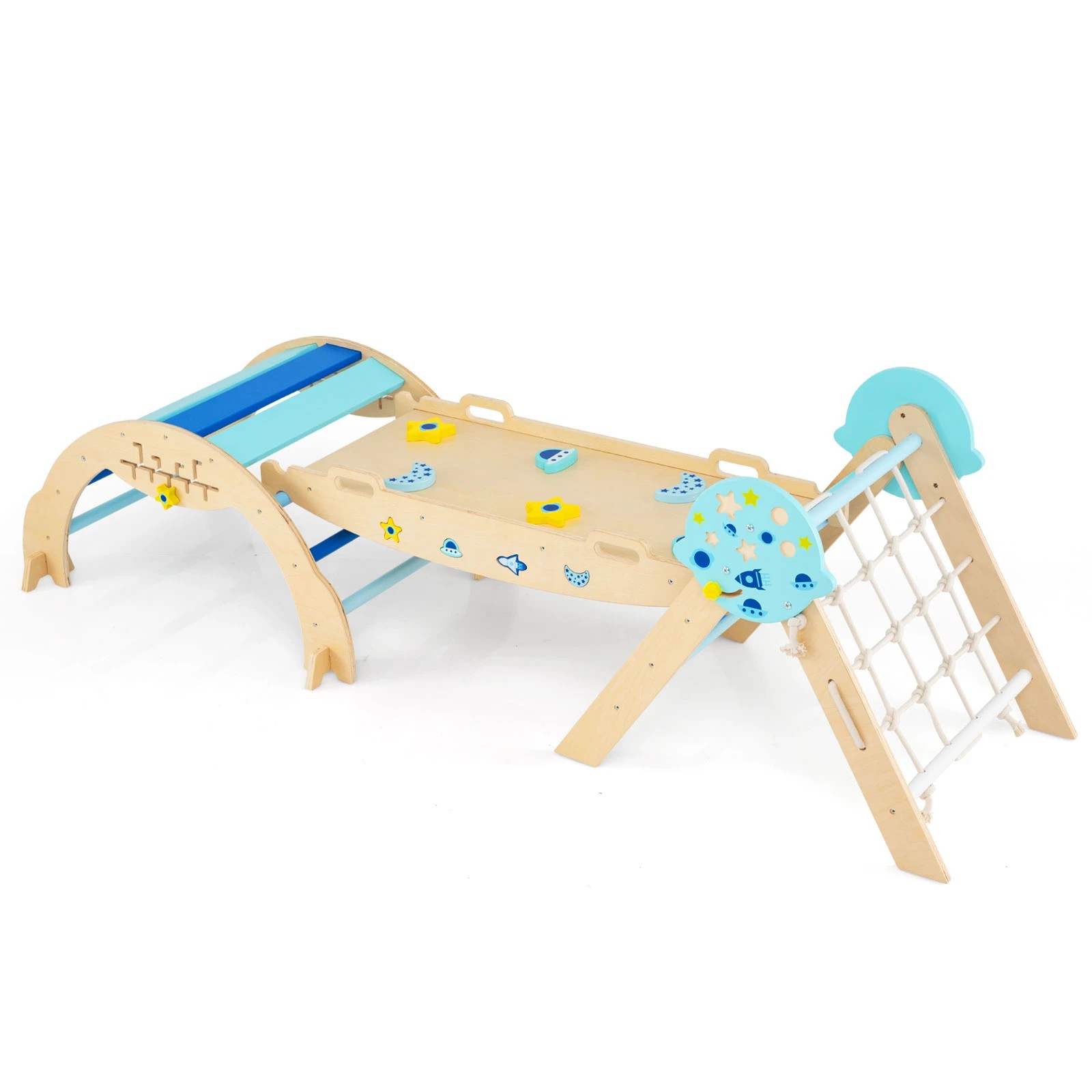 1 Costway Climb Playset 3in1 Triangle Climbing Frame Arch - Blue, 1 of 1
