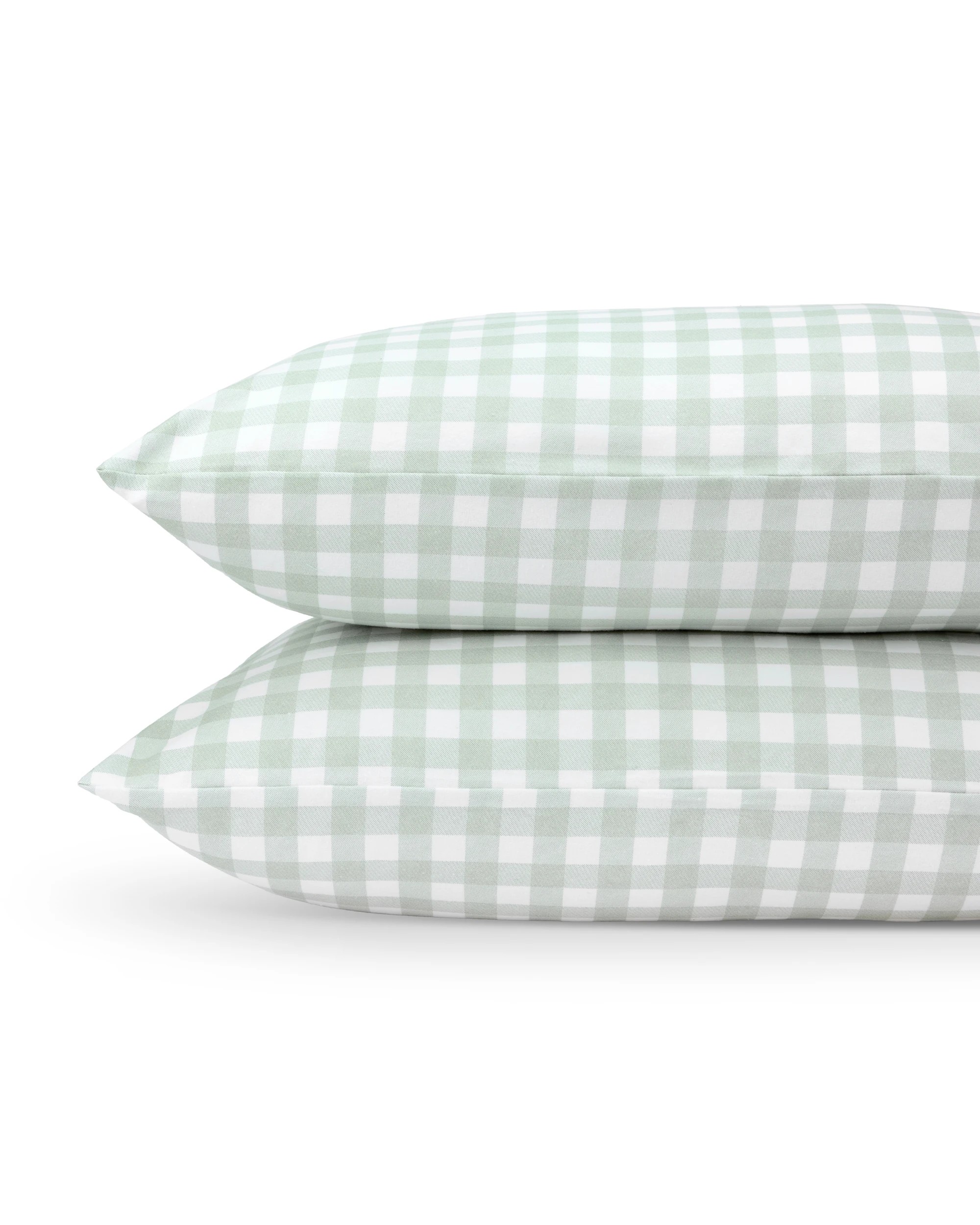 2 Gingham Cotton Flannelette Sheet Set - Queen Bed, Sage, 2 of 7
