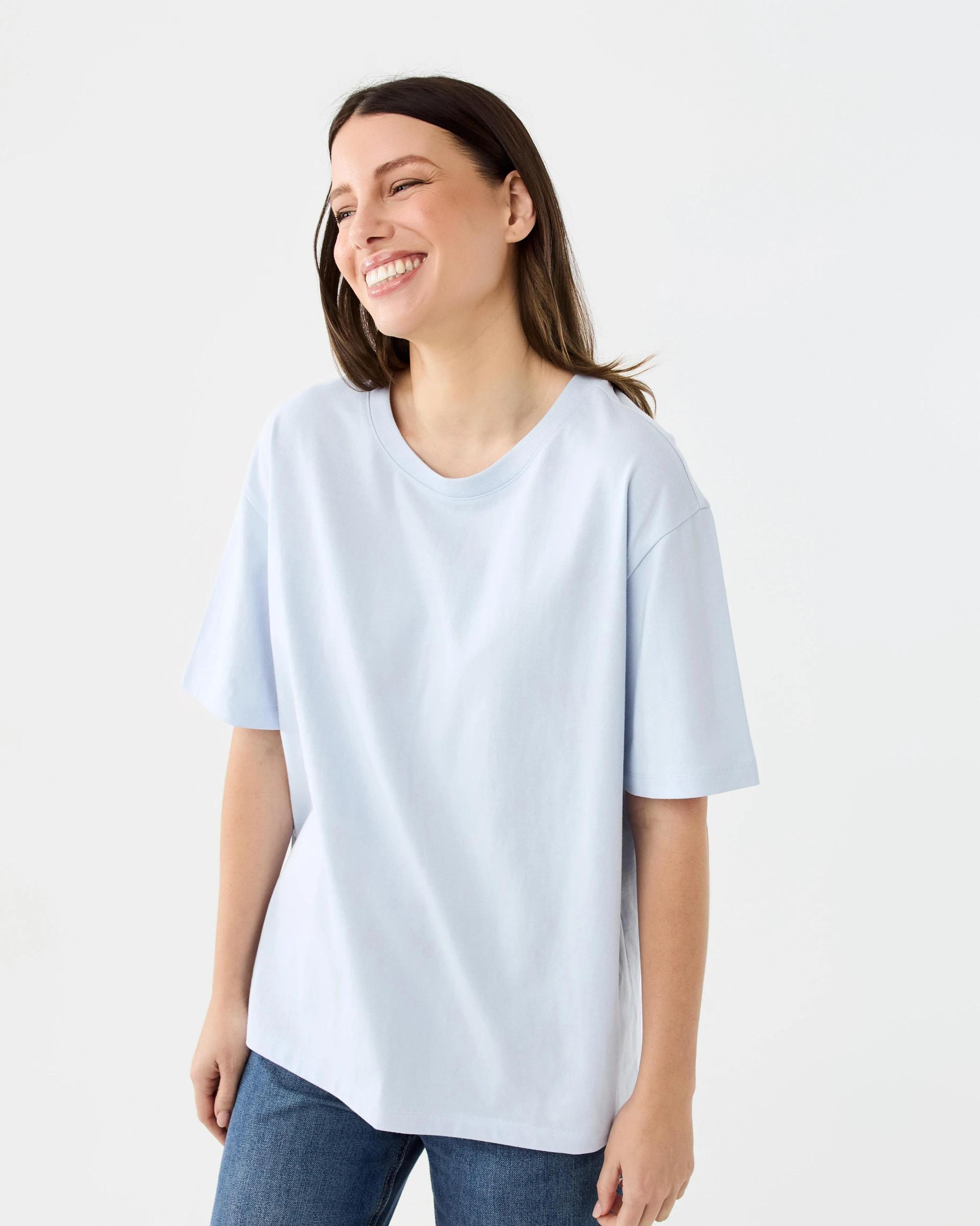 2 Short Sleeve Oversized Boyfriend T-shirt Powd Blue, 2 of 5