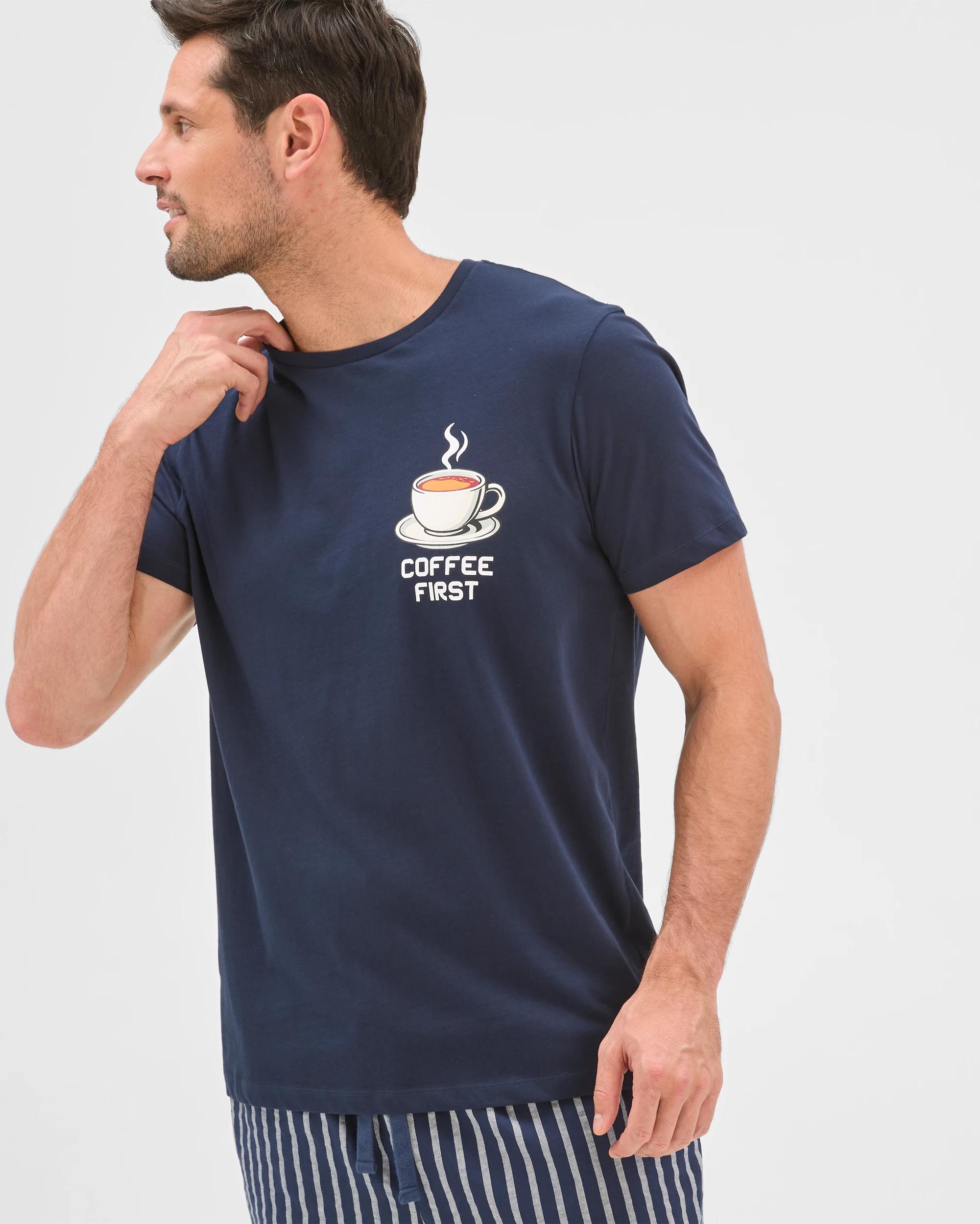 3 Target Man T-Shirt and Shorts Pyjama Set COFFEE NAVY, 3 of 7