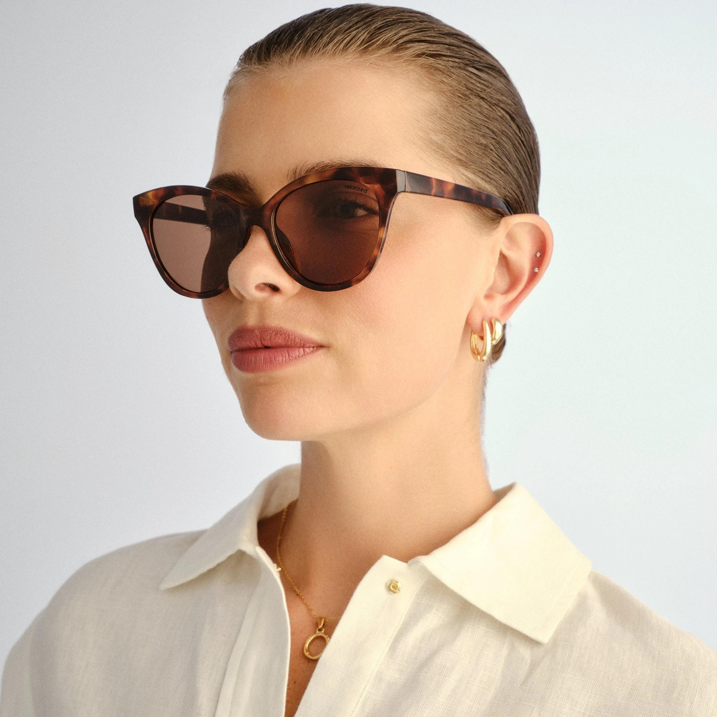 2 SOLARIZED® Soft Cat-Eye Sunglasses, Dark Tortoishell BROWN, 2 of 3