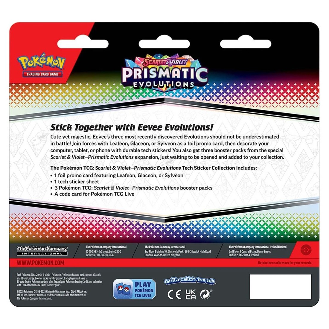 8 Pokemon Trading Card Game: Scarlet and Violet Prismatic Evolution Tech Sticker Collection - Assorted, 8 of 8