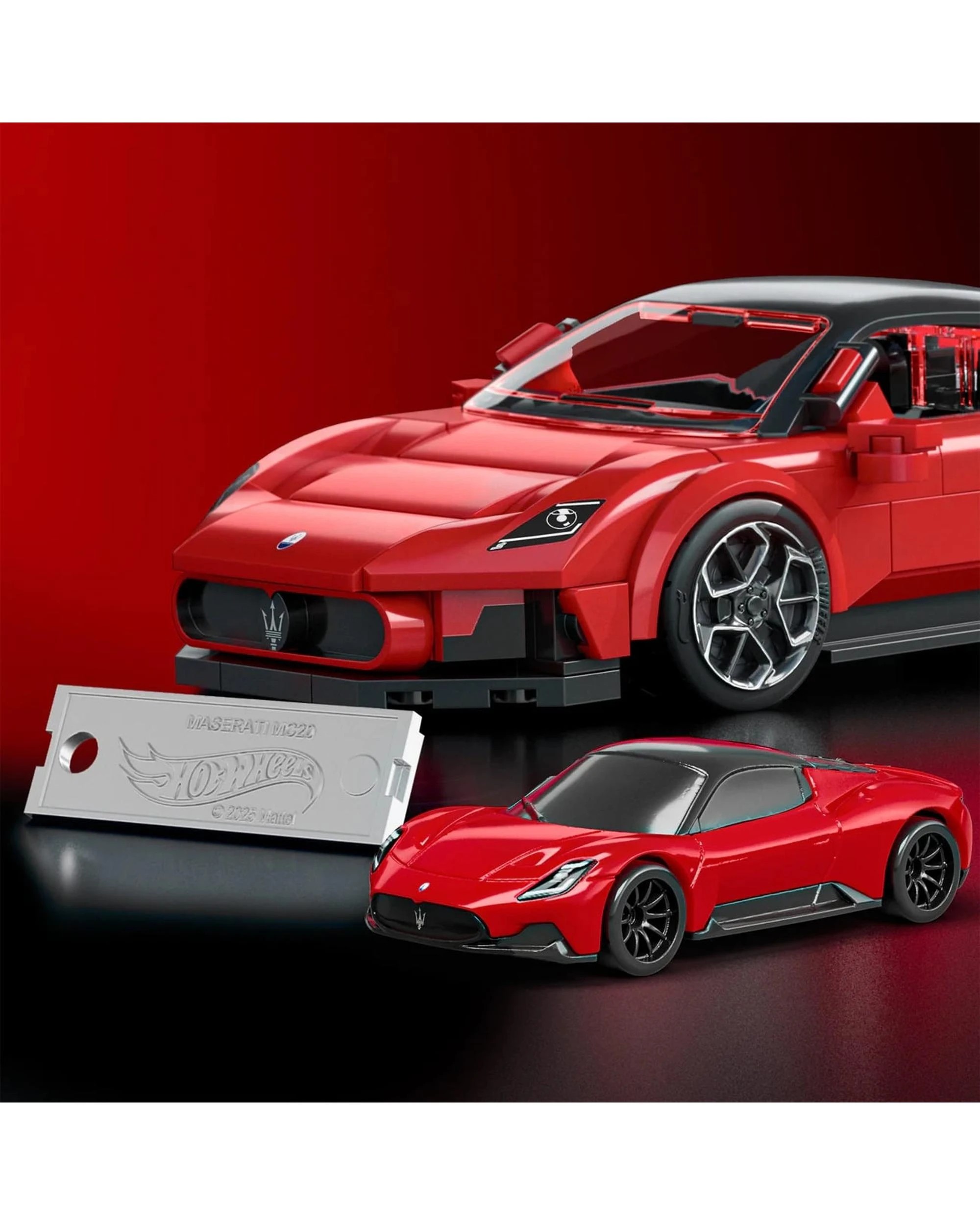 4 Mattel Brick Shop Hot Wheels Speed Series Maserati MC20 Building Set - Red, 4 of 10