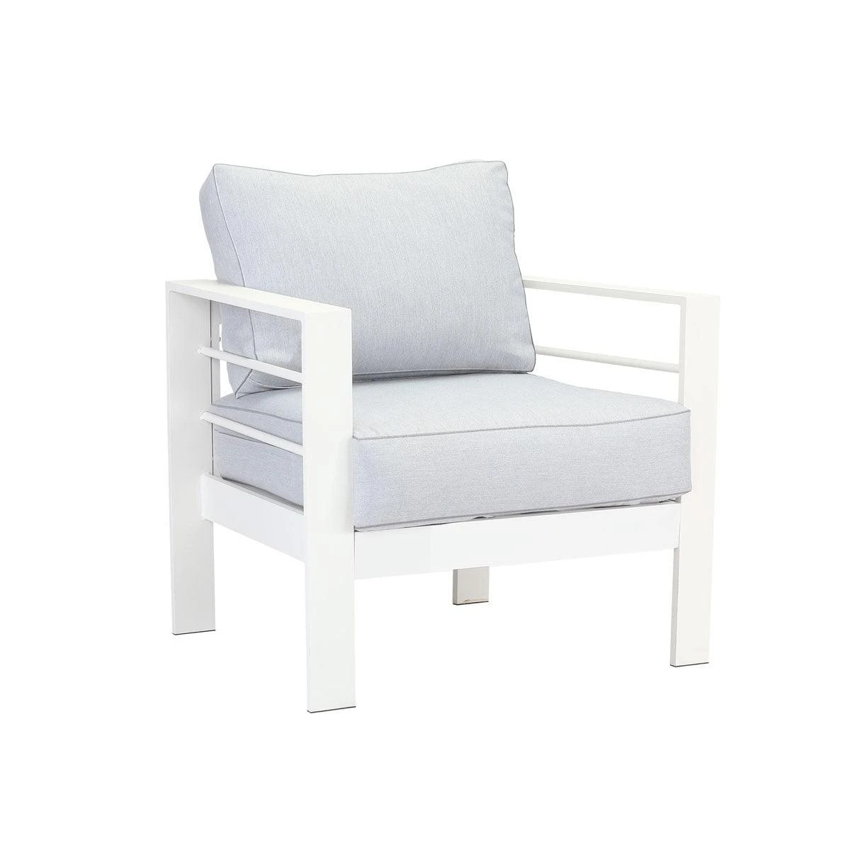 4 Moda Living Paris 5 Seater White Aluminium Sofa Lounge - Light Grey Cushion - White, 4 of 7
