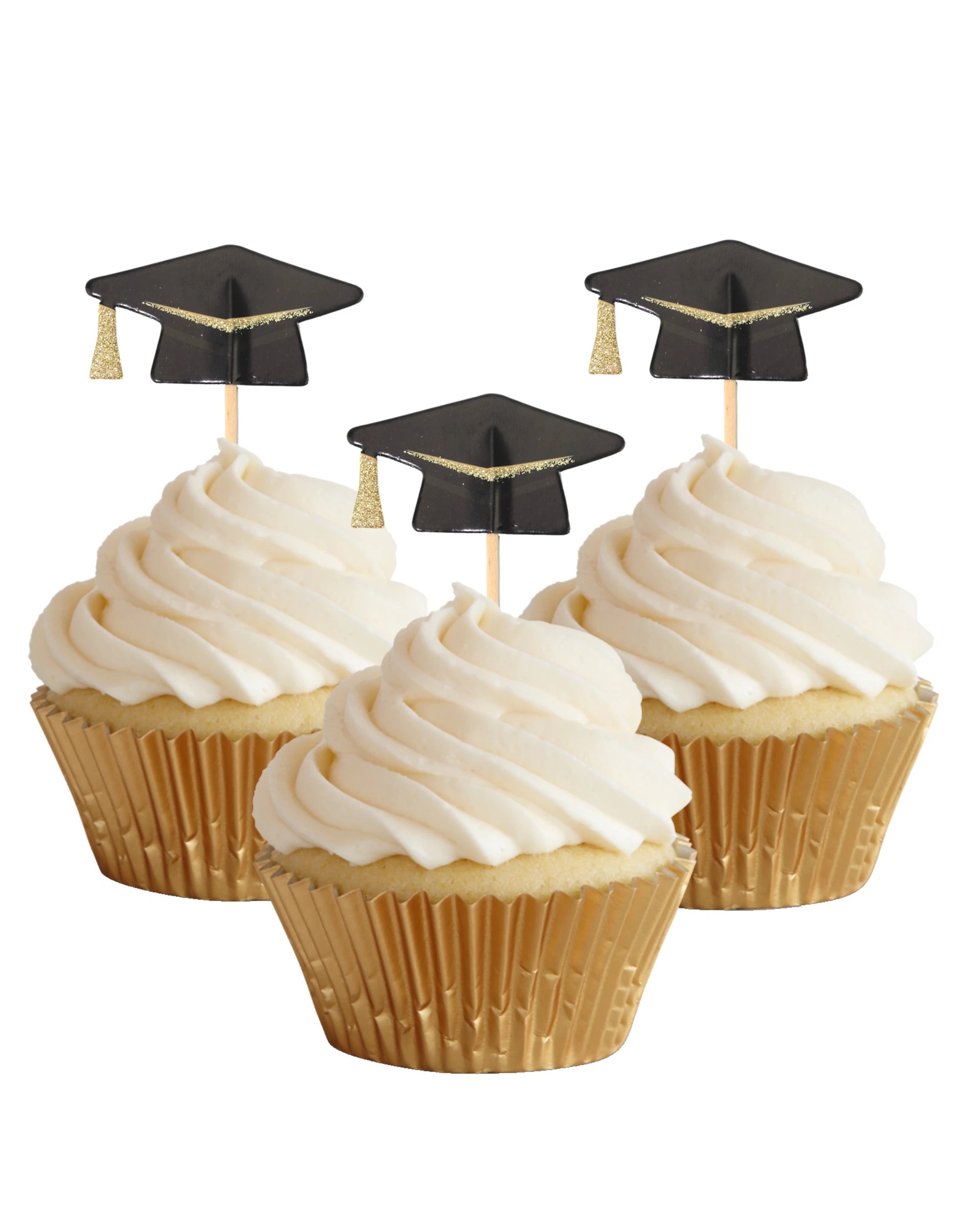 1 Partyrama Graduation Cap Glitter Cupcake Picks Pack of 8, 1 of 1