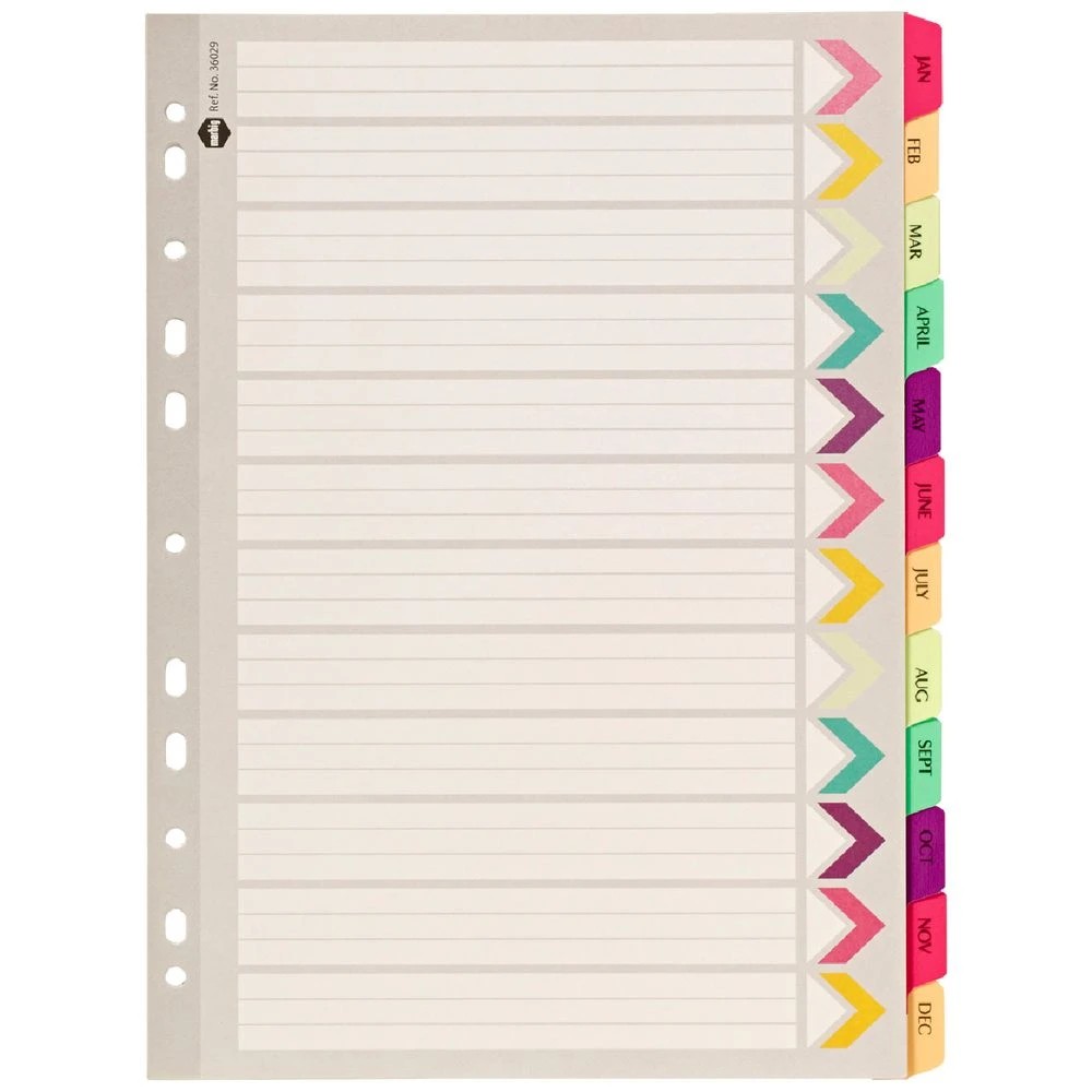 1 Marbig Fluoro Dividers A4 January to December, 1 of 1