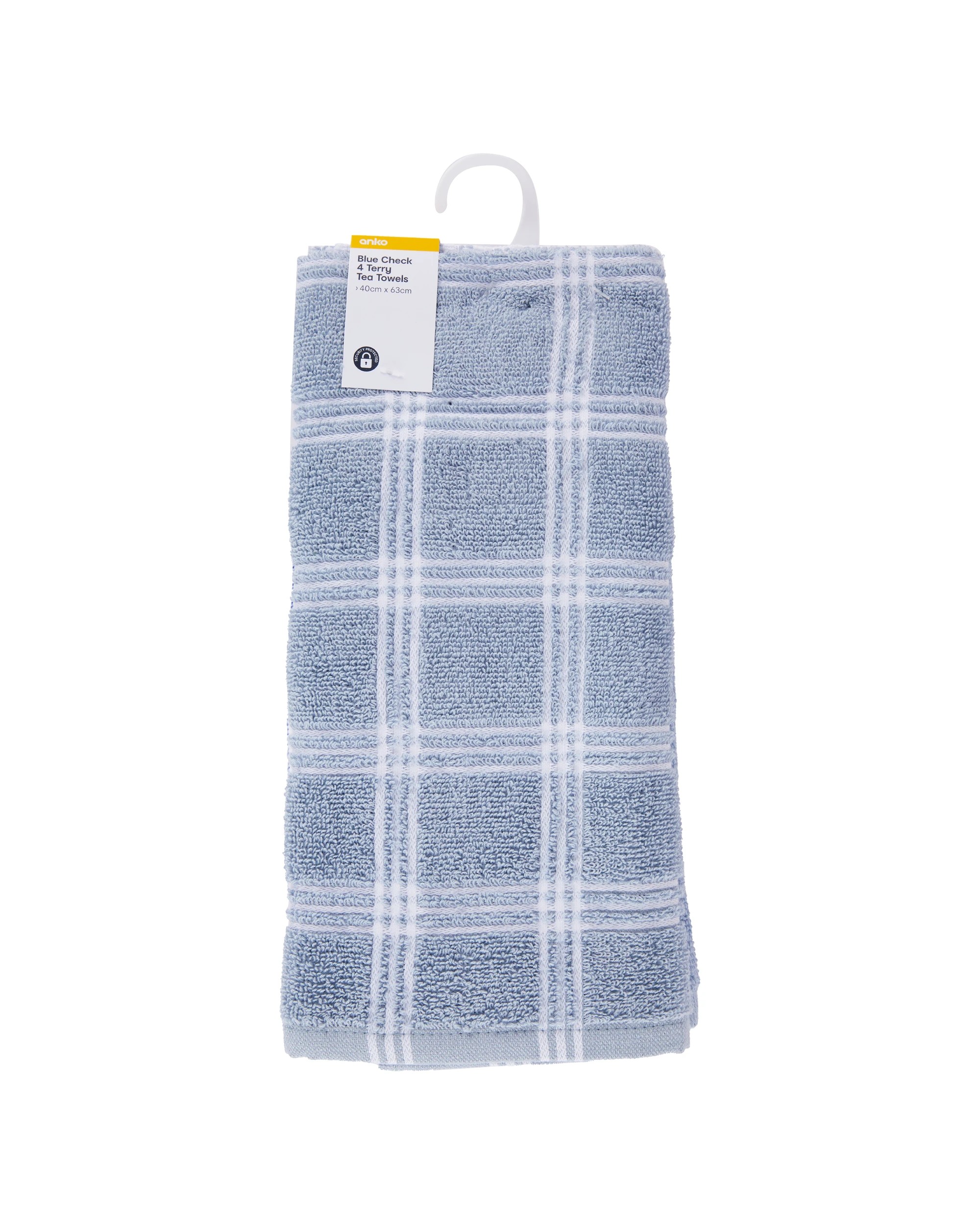 7 4 Pack Blue Check Terry Tea Towel, 7 of 7