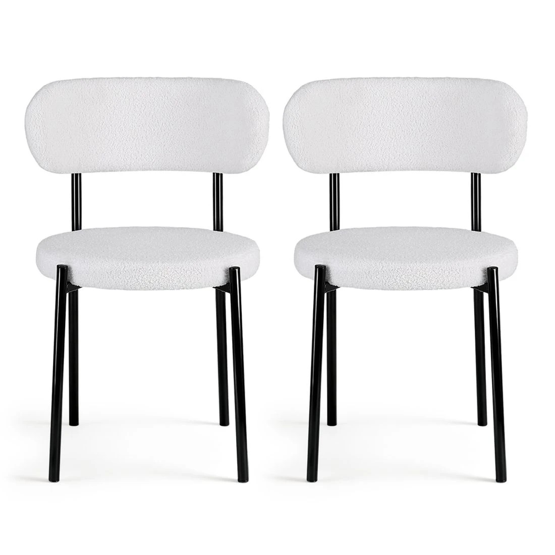 3 Artiss Dining Chairs Set of 2 Sherpa Boucle - White, 3 of 6