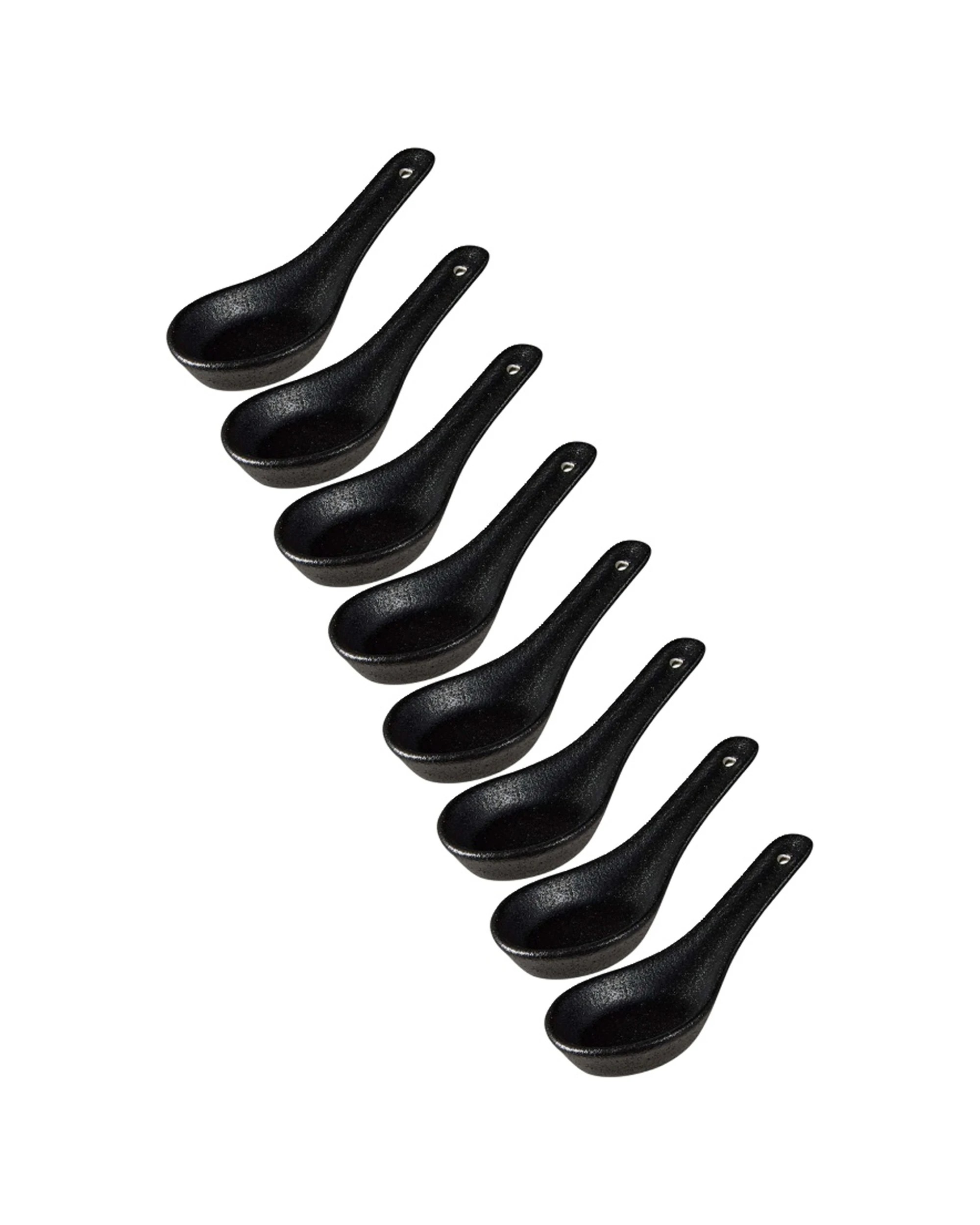 1 Maxwell & Williams 8x Caviar Spoon 13.5cm Porcelain Elegant Tableware - Black, 1 of 5