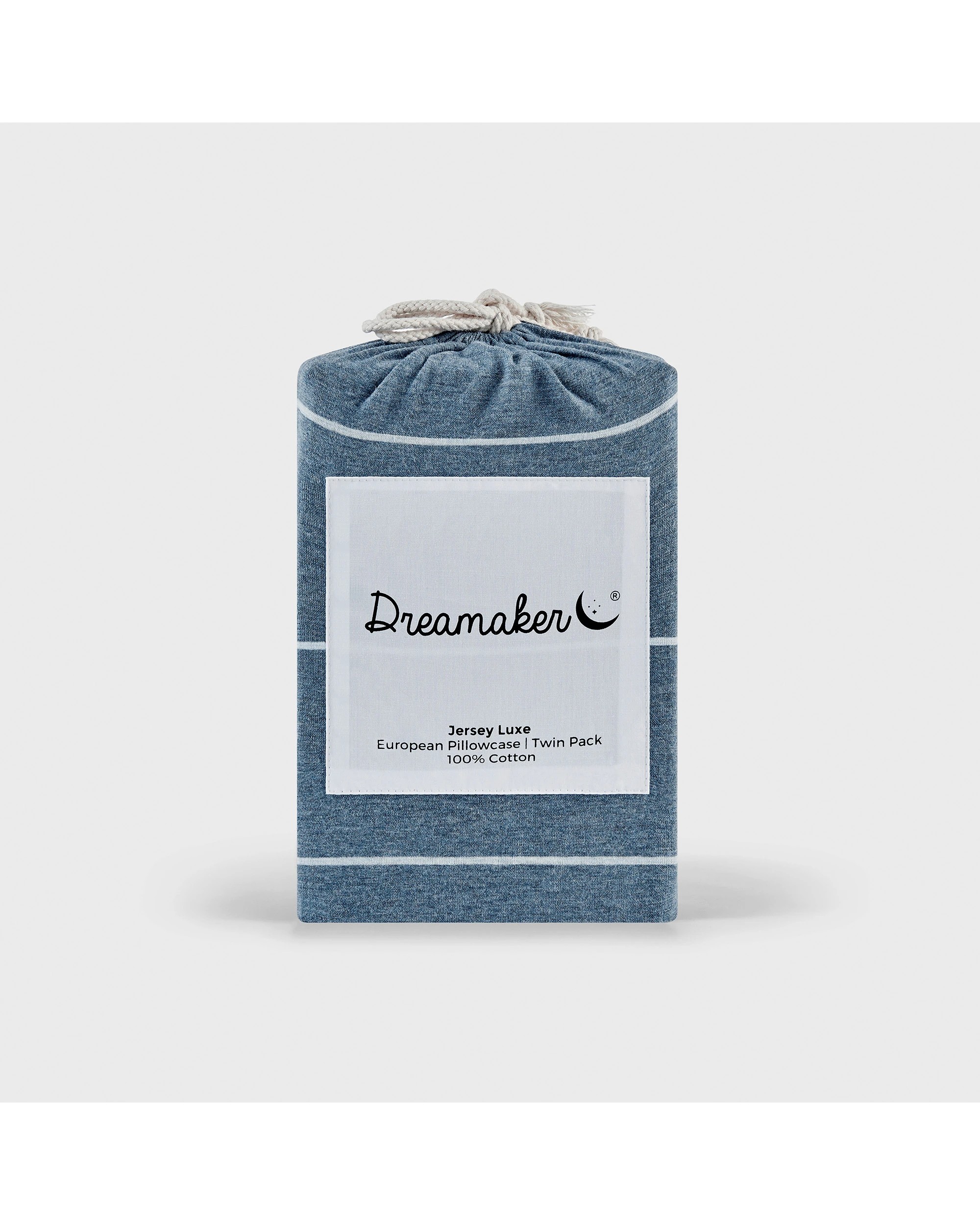 7 Dreamaker Jersey Luxe 100% Cotton Reversible European Pillowcase Twin Pack - Denim, 7 of 7