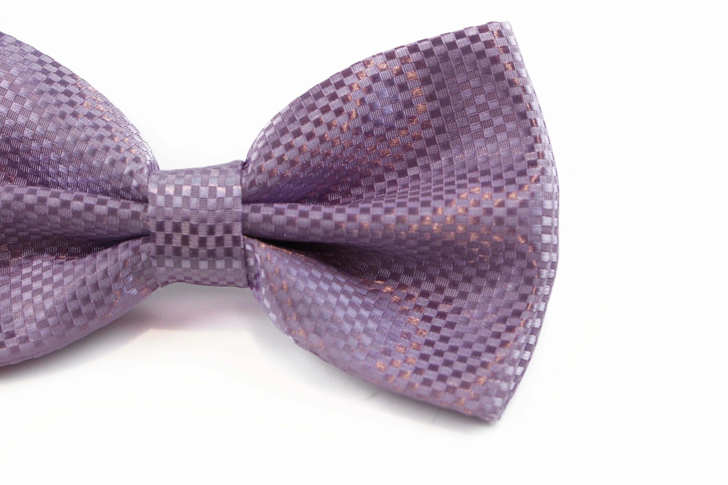 3 Zasel Mens Lavender Disco Shine Checkered Patterned Bow Tie - Purple, 3 of 4