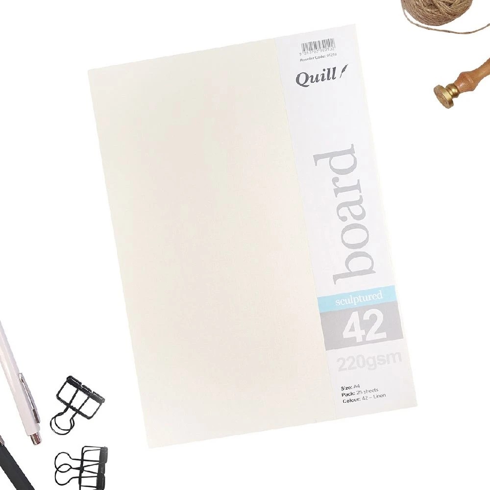 2 Quill Sculptured 220gsm A4 Board Linen 25 Pack, 2 of 3