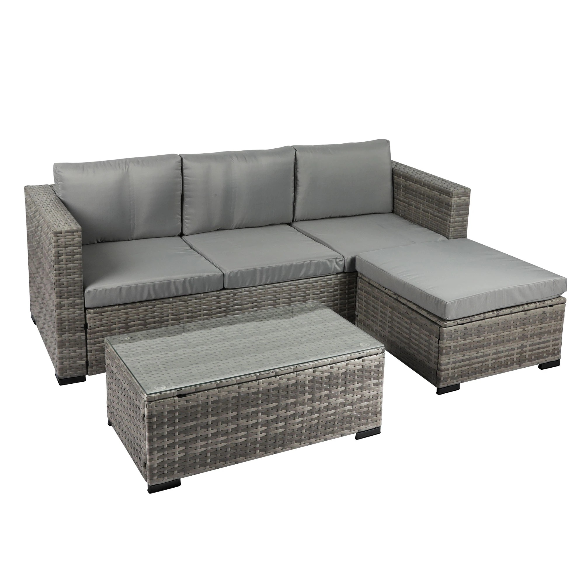 1 Levede 5-Piece Outdoor Sofa Set with Chairs & Tempered Glass Table, UV Resistant - Grey, 1 of 8