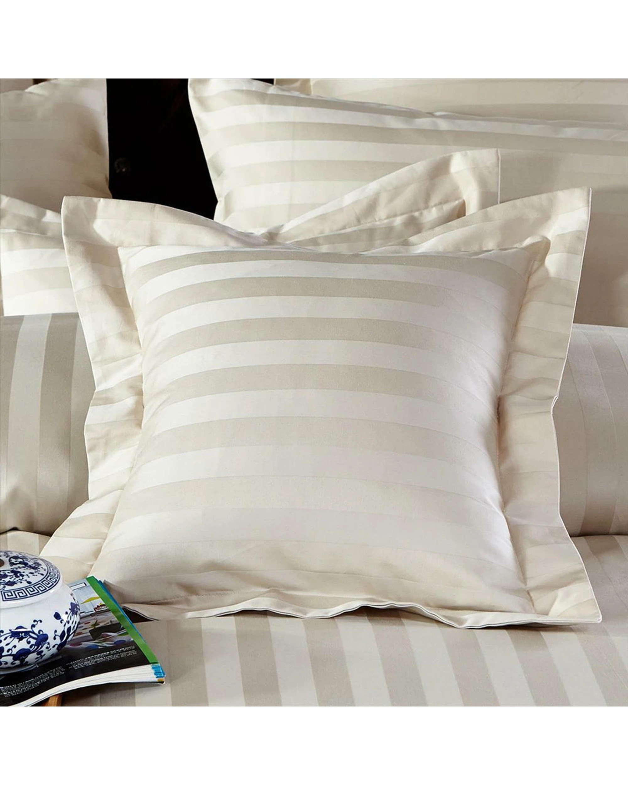 2 Cotton More 2pc European Pillow Cushion Covers 100% Cotton 500TC - Beige, 2 of 3