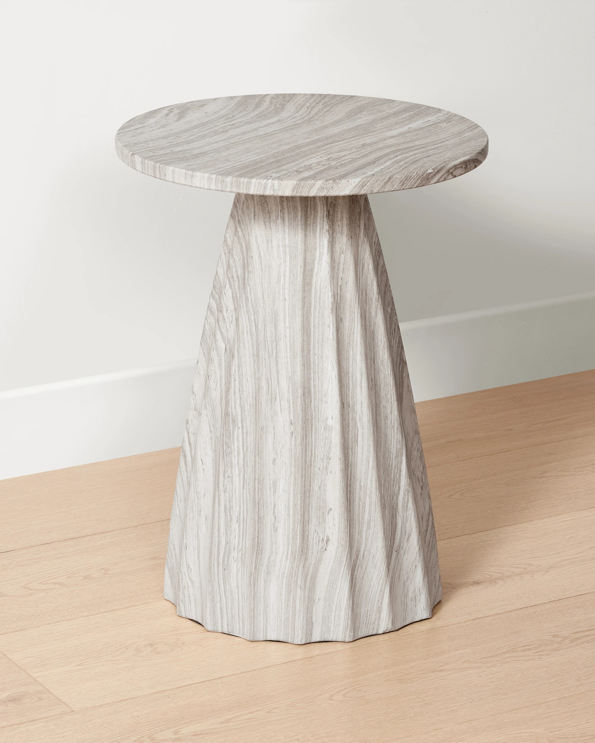 1 Ribbed Stone Look Side Table, 1 of 1