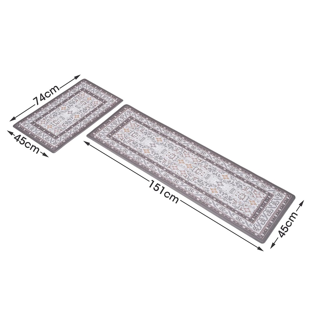 2 ZUNI Kitchen Mats Set of 2 Non Slip Comfort Standing Rug Door Floor Mats - Brown, 2 of 3