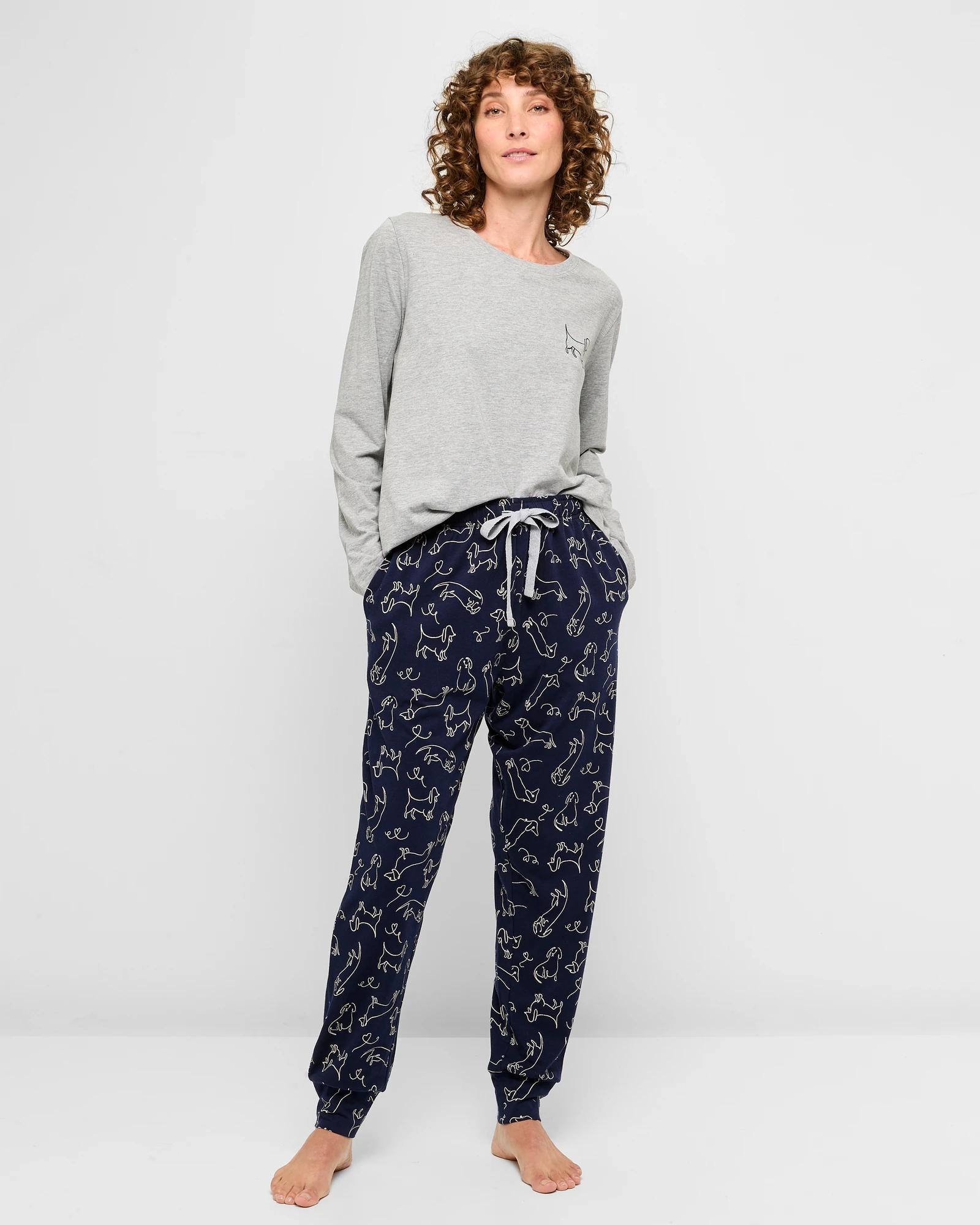 1 Target Australian Cotton Printed Sleep Jogger Pants NAVY SQUIGGLE DOG, 1 of 5