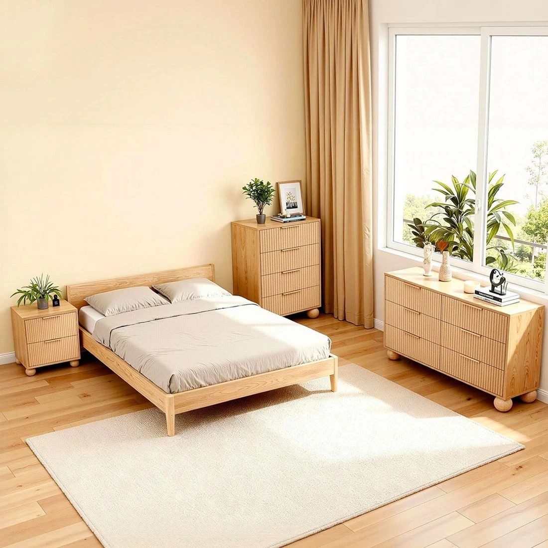 7 Artiss 4 Chest of Drawers Dresser Tallboy Pine - Natural, 7 of 8