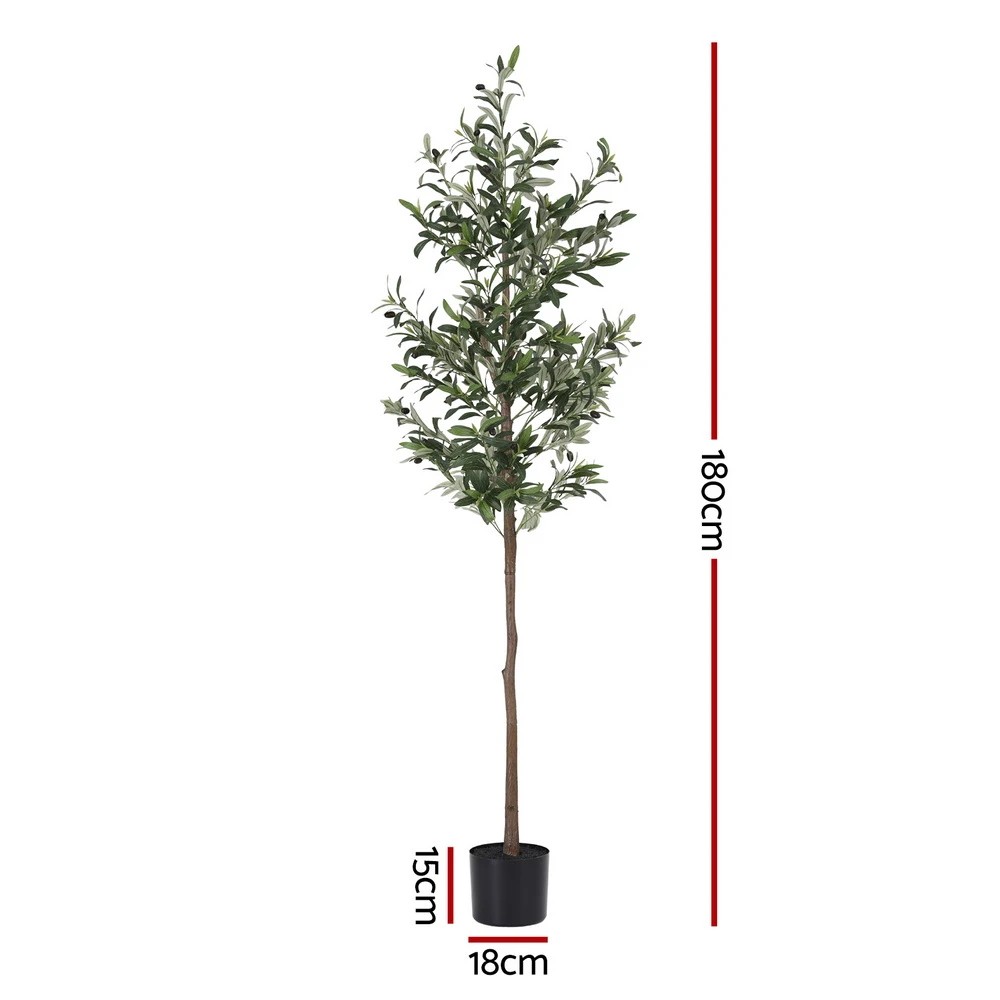 2 Artiss 180cm Artificial Olive Tree Faux Trees Indoor Decor Artificial Plants Lifelike Plant 1.8M - Green, 2 of 9