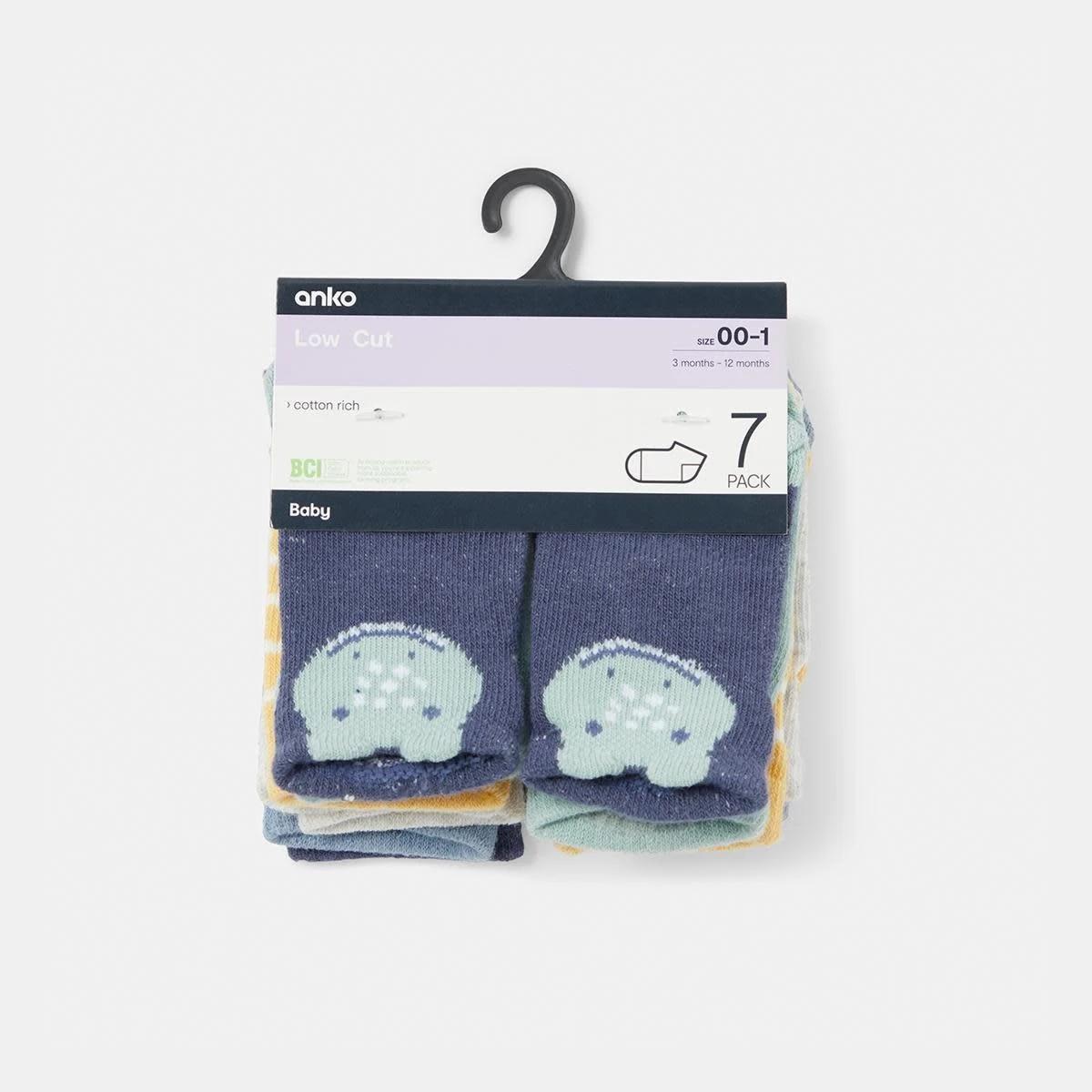 3 7 Pack Novelty Low Cut Socks Dino A, 3 of 3