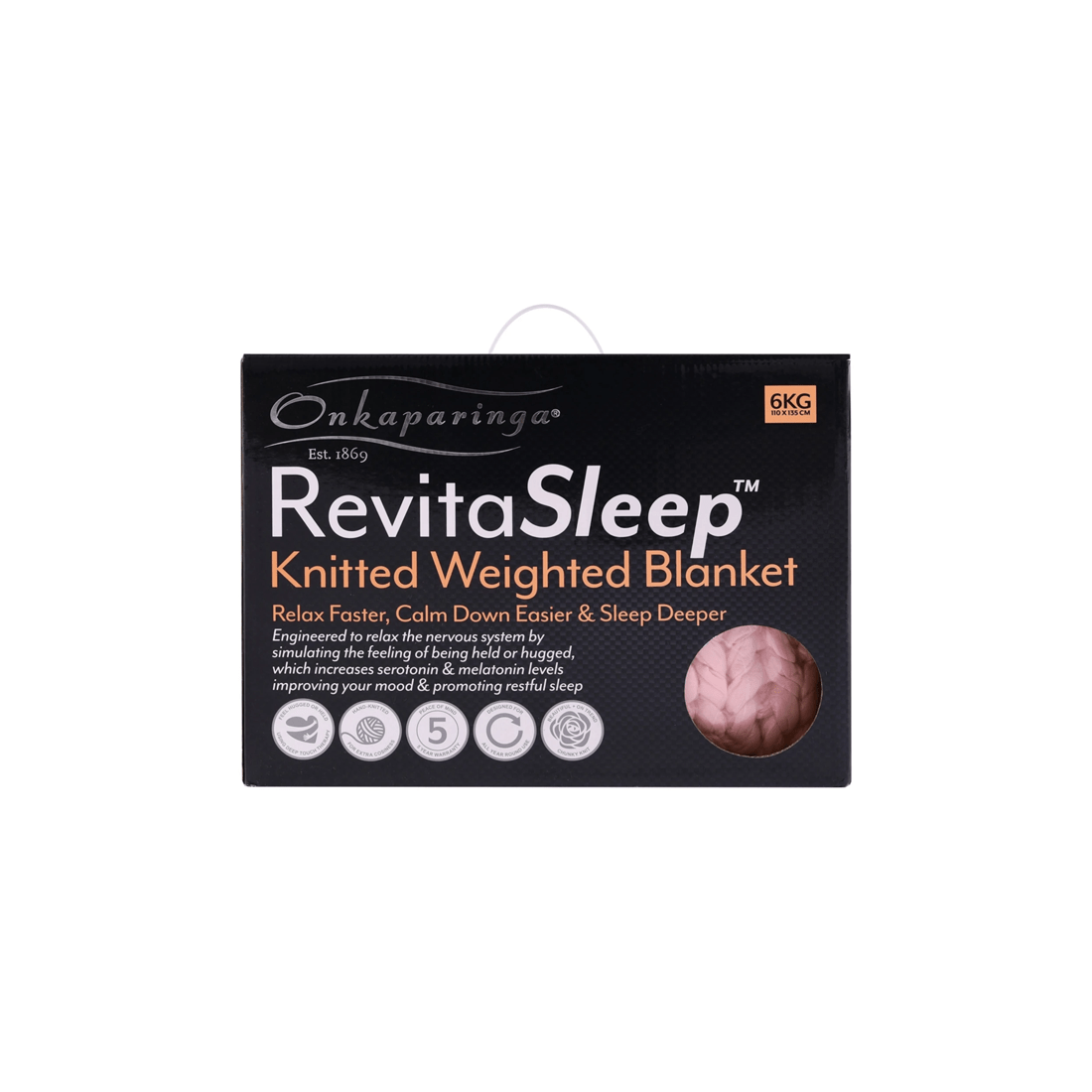 2 Onkaparinga 6kg Knitted Weighted Blanket Soft Peach Home Bedding 110x135cm
 - Pink, 2 of 5