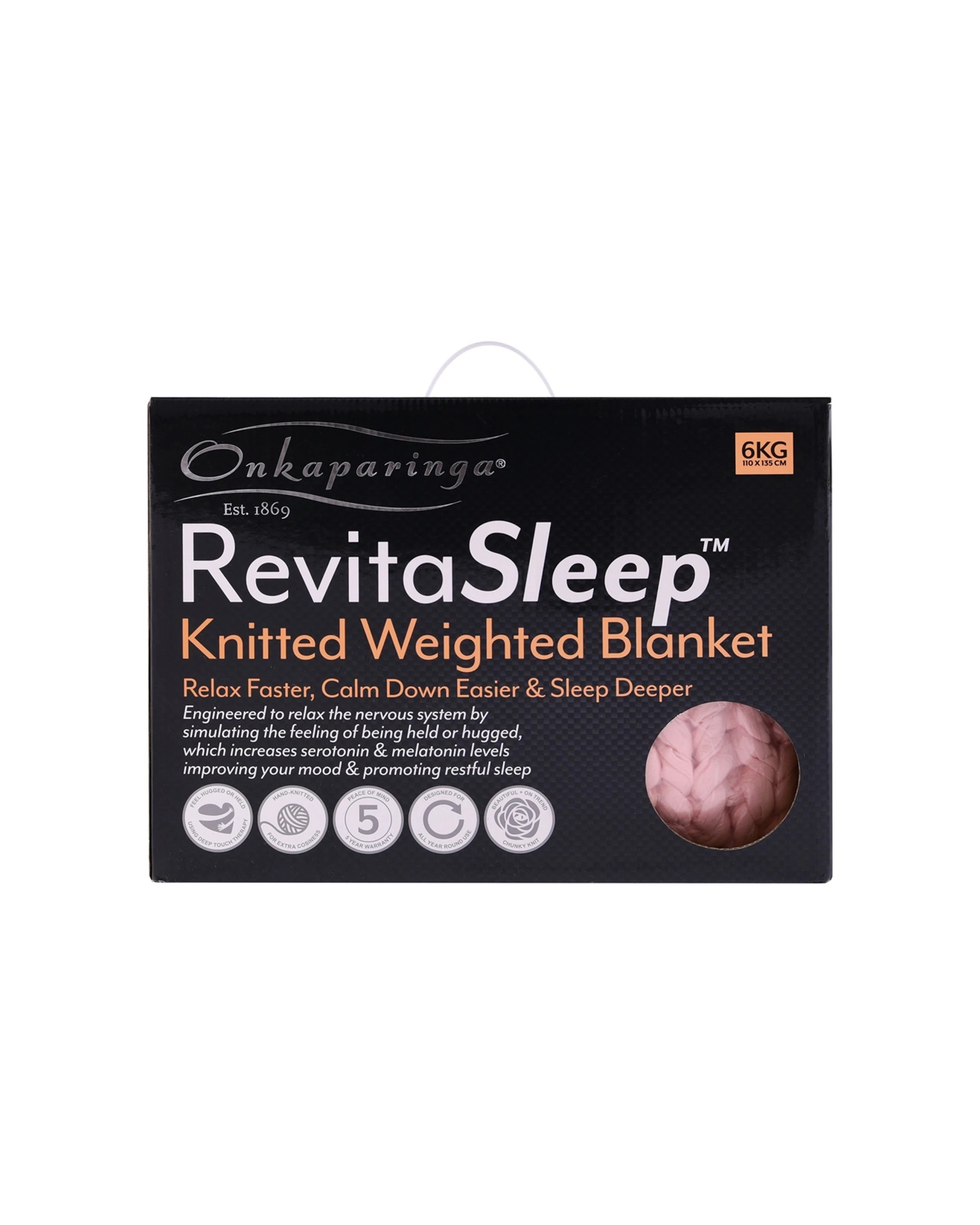 2 Onkaparinga 6kg Knitted Weighted Blanket Soft Peach Home Bedding 110x135cm
 - Pink, 2 of 5