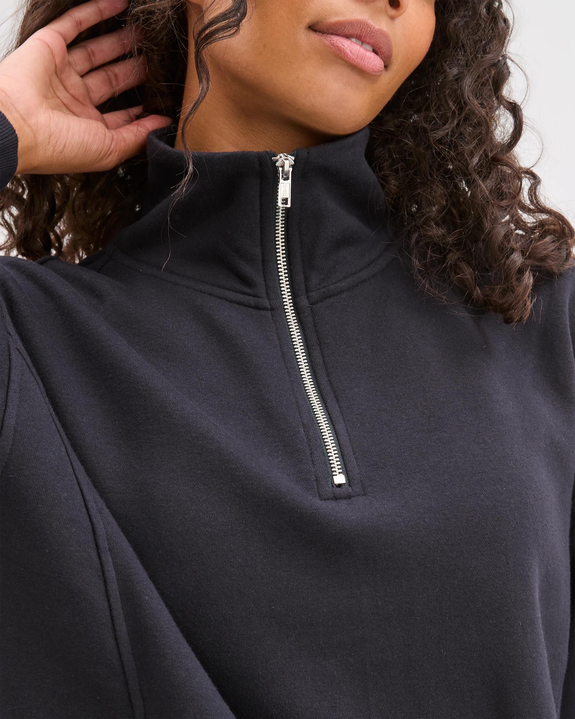 5 Target Woman Australian Cotton Blend 1/4 Zip Fleece Jumper BLACK, 5 of 6