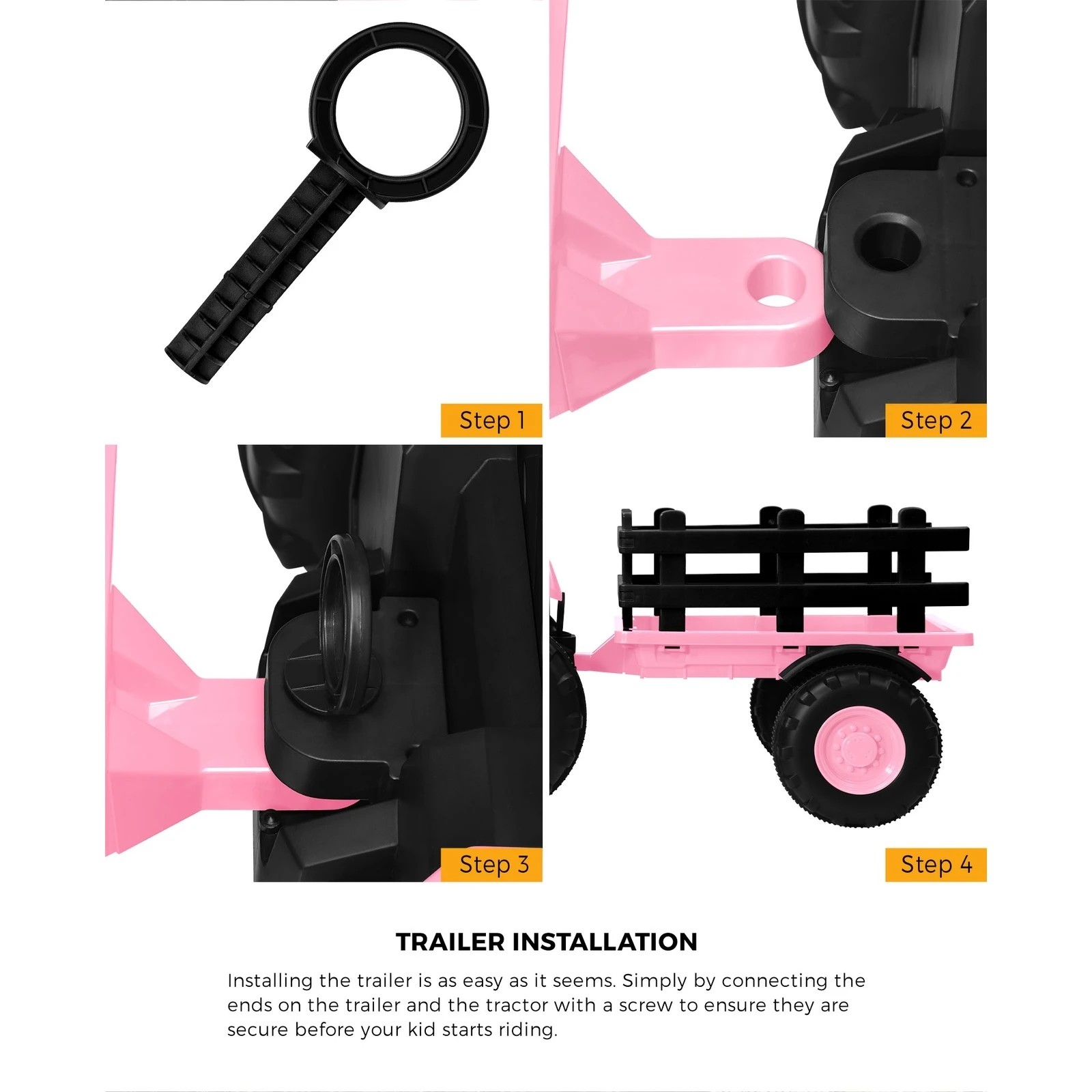 7 Mazam 156 Cm Kids Ride On Car Tractor 12v Remote Control Electric Gift Toy
 - Pink, 7 of 10