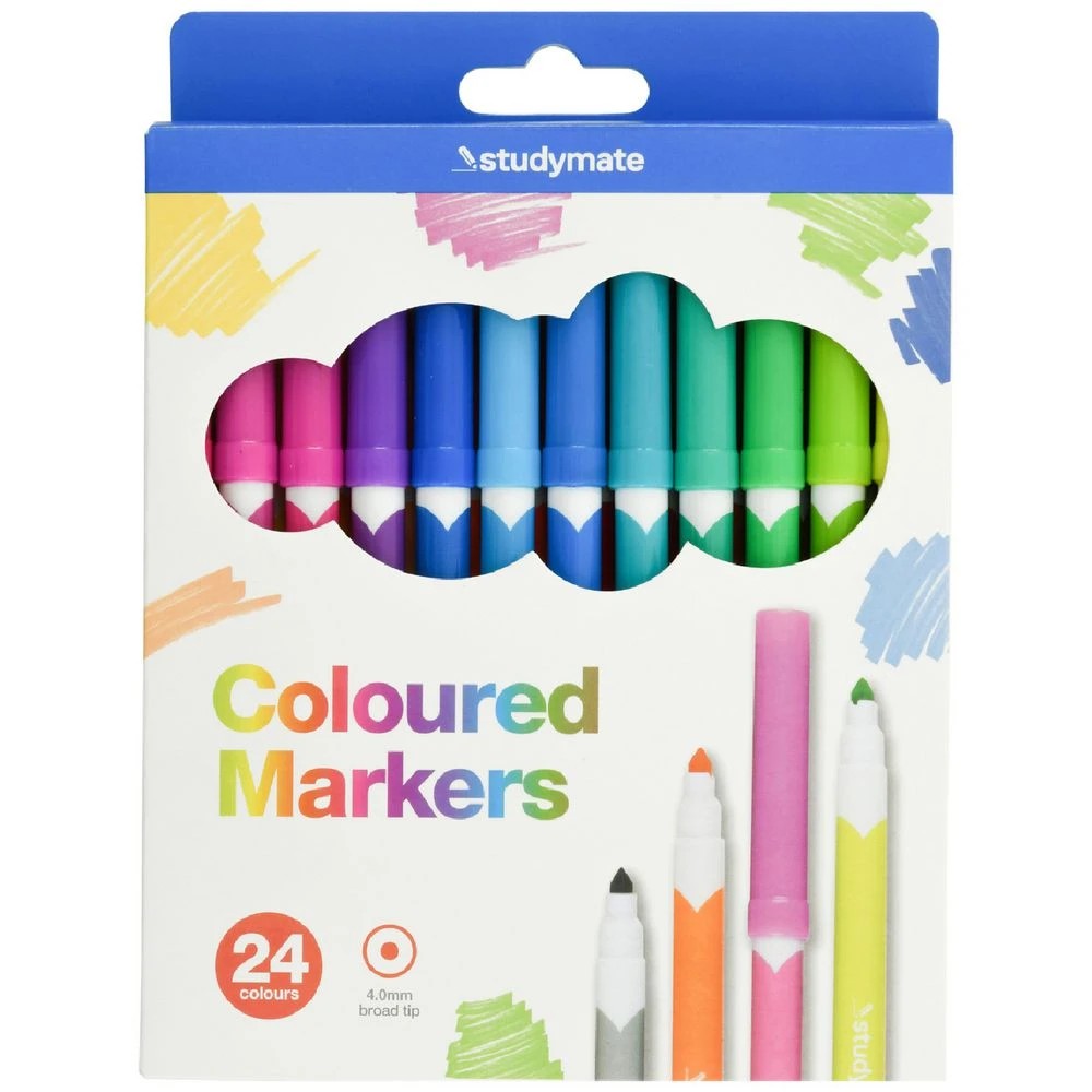 1 Studymate Coloured Markers 24 Pack, 1 of 4