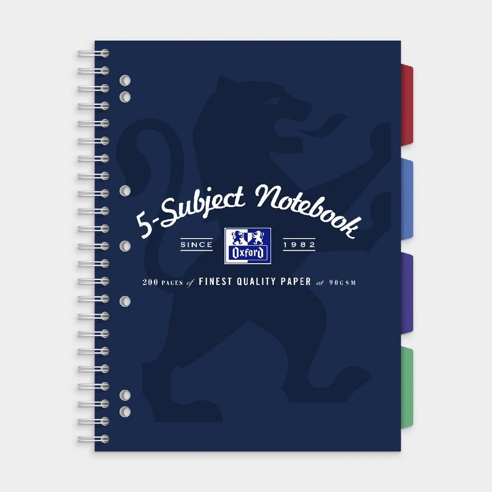 5 Oxford A4 5 Subject Notebook 200 Pages with Scribzee App Navy, 5 of 7
