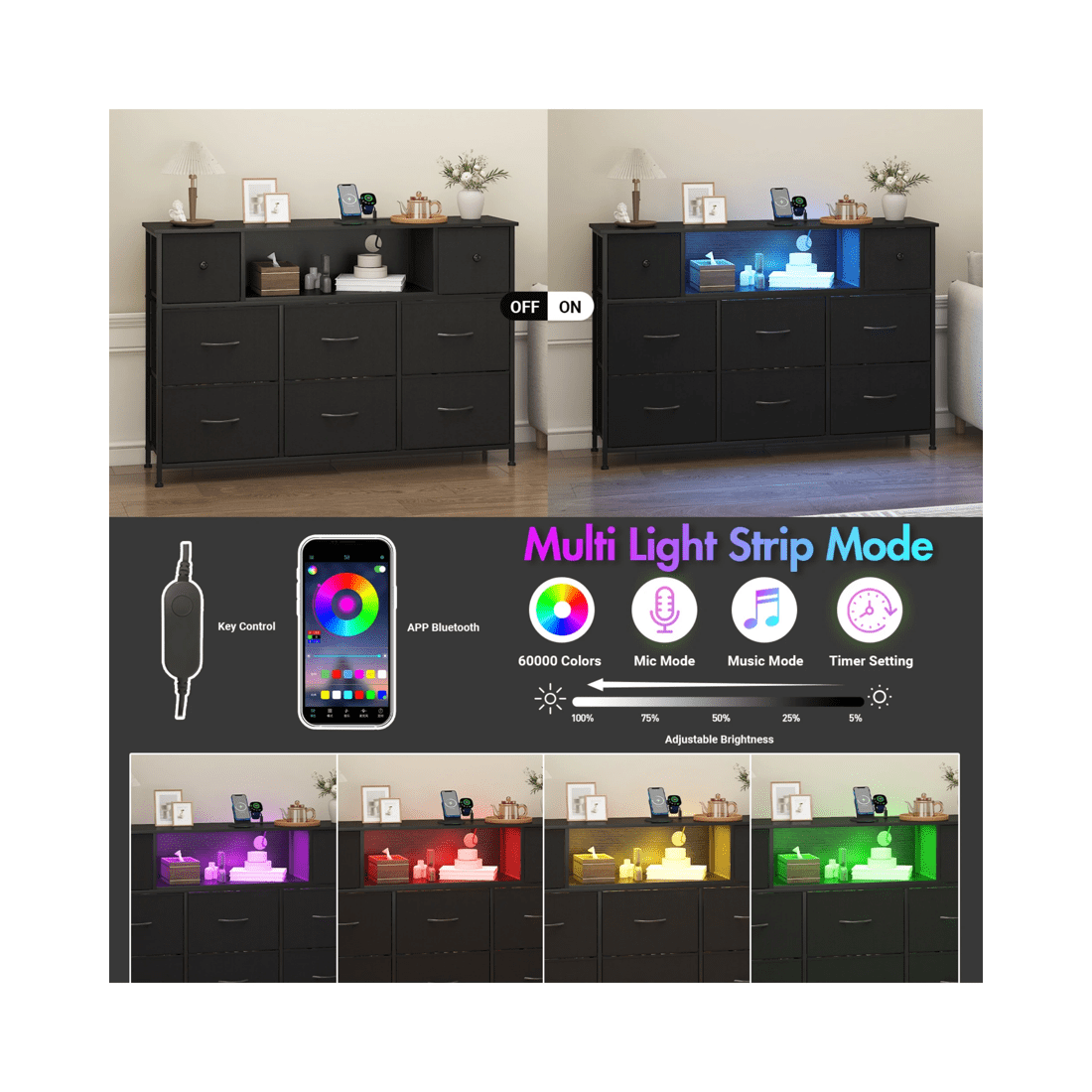 5 Advwin Chest Of 8 Drawers Storage Cabinet With Open Shelves
 - Black, 5 of 10