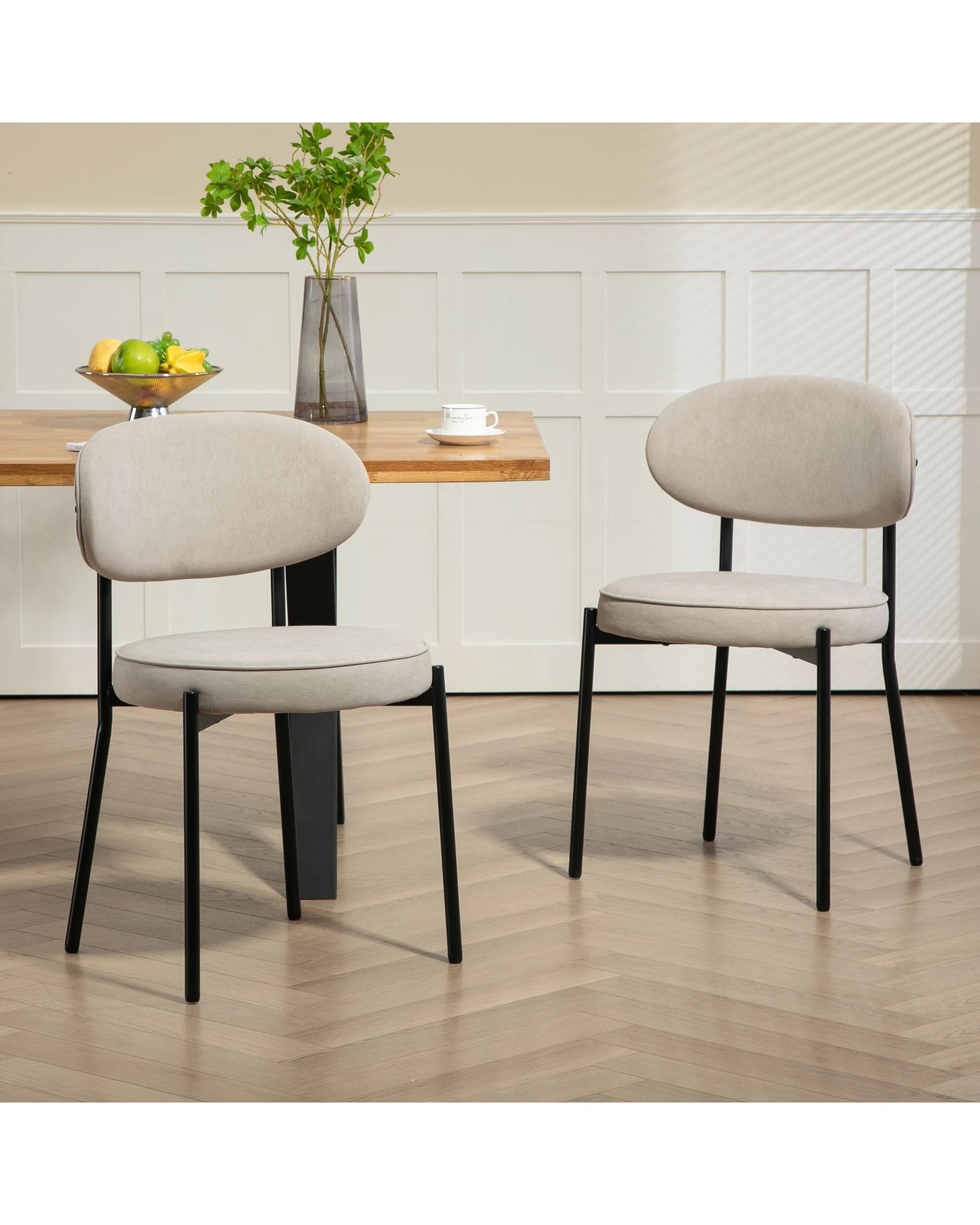 2 IHOMDEC Round Dining Chair Set of 2 - Grey - Grey, 2 of 10