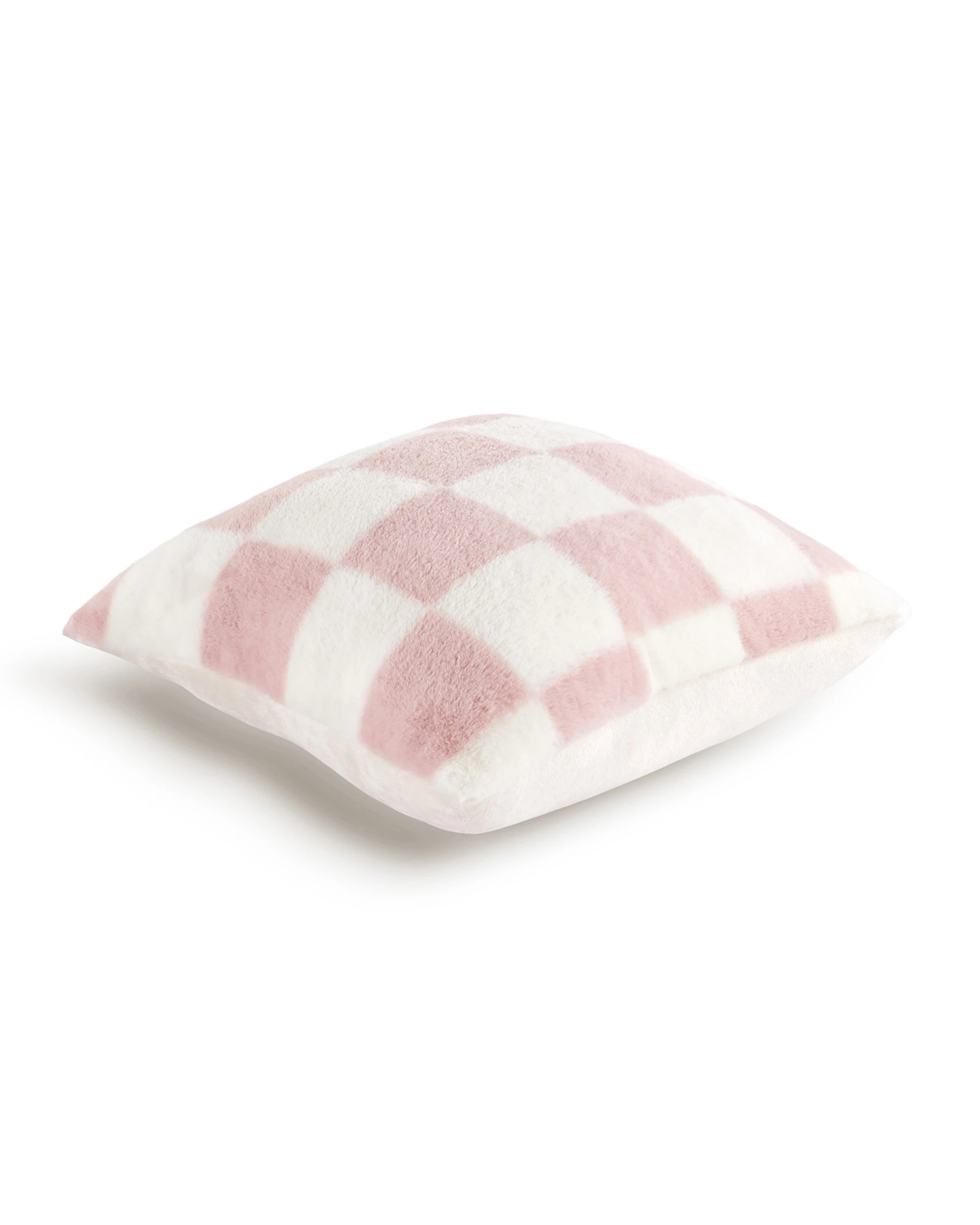 3 Dreamaker Checkered Plush Cushion 50x50cm - Pink and Cream, 3 of 6