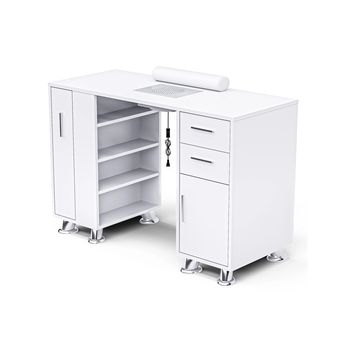 1 Advwin Manicure Table Nail Tech Desk Dressing Table Dust Collector Drawers Cabinet Storage
 - White, 1 of 10