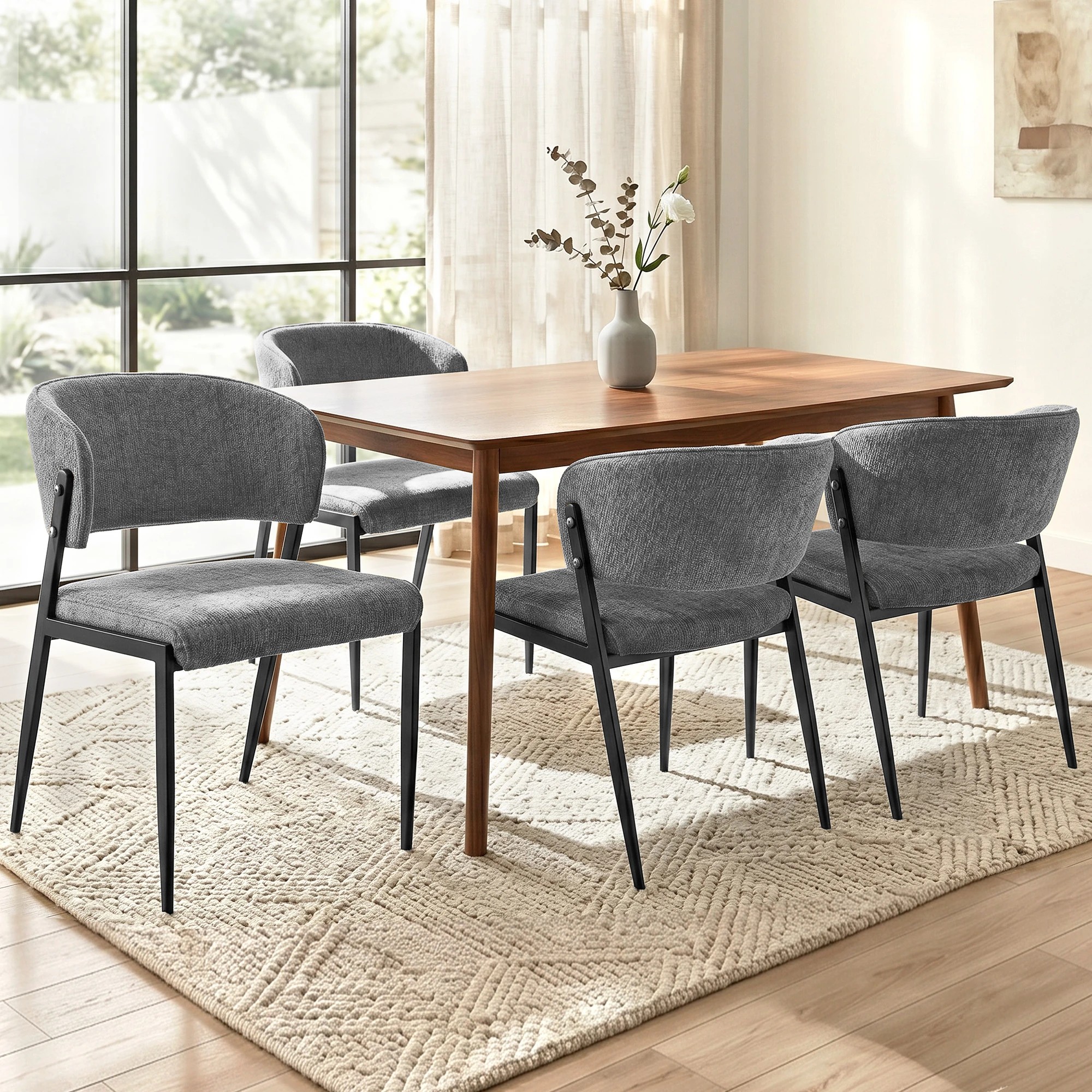 9 Artiss Dining Chairs Set of 4 Linen Fabric Soft Upholstered Chairs - Grey, 9 of 9