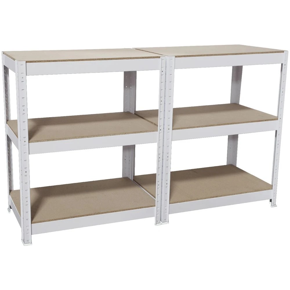 4 Cobalt 3 Shelf Metal Shelving Unit White Shelves Home Office Storage, 4 of 9