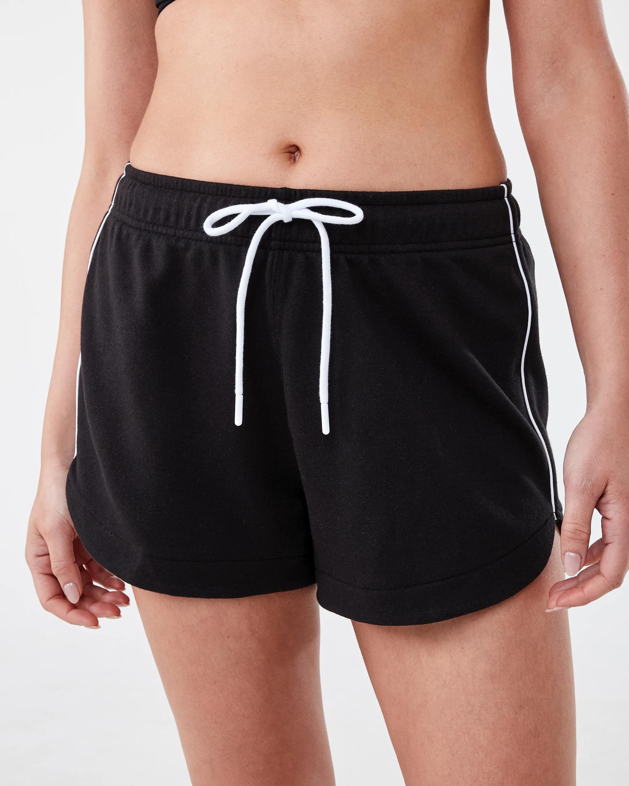 1 Active Womens Terry Sport Shorts Black, 1 of 6